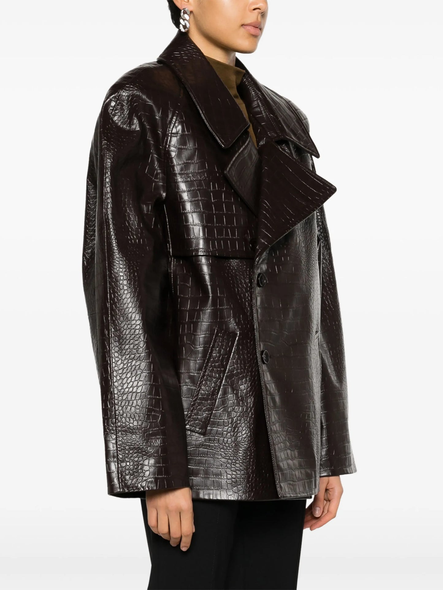 Jackie crocodile-effect coat
