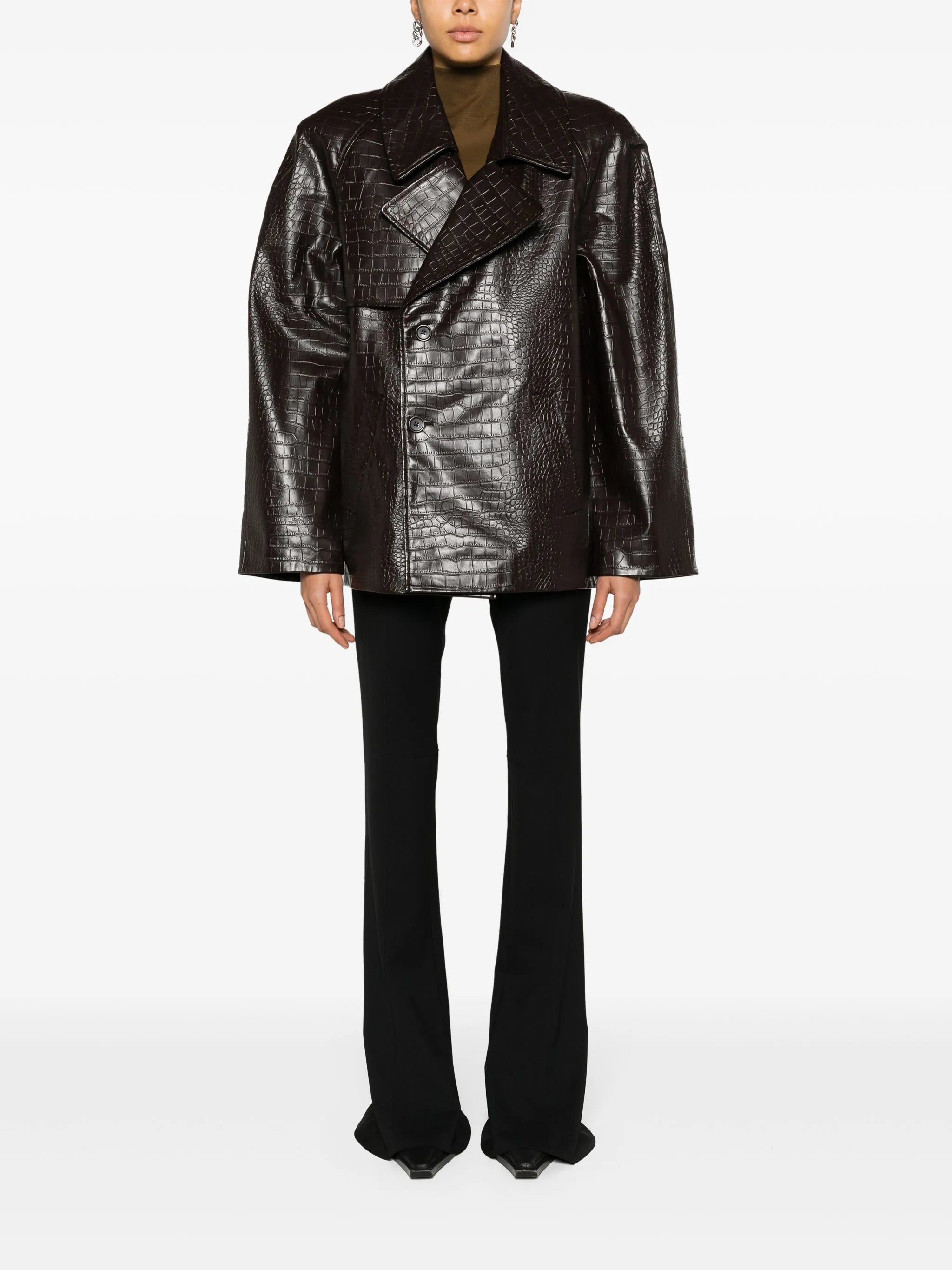 Jackie crocodile-effect coat