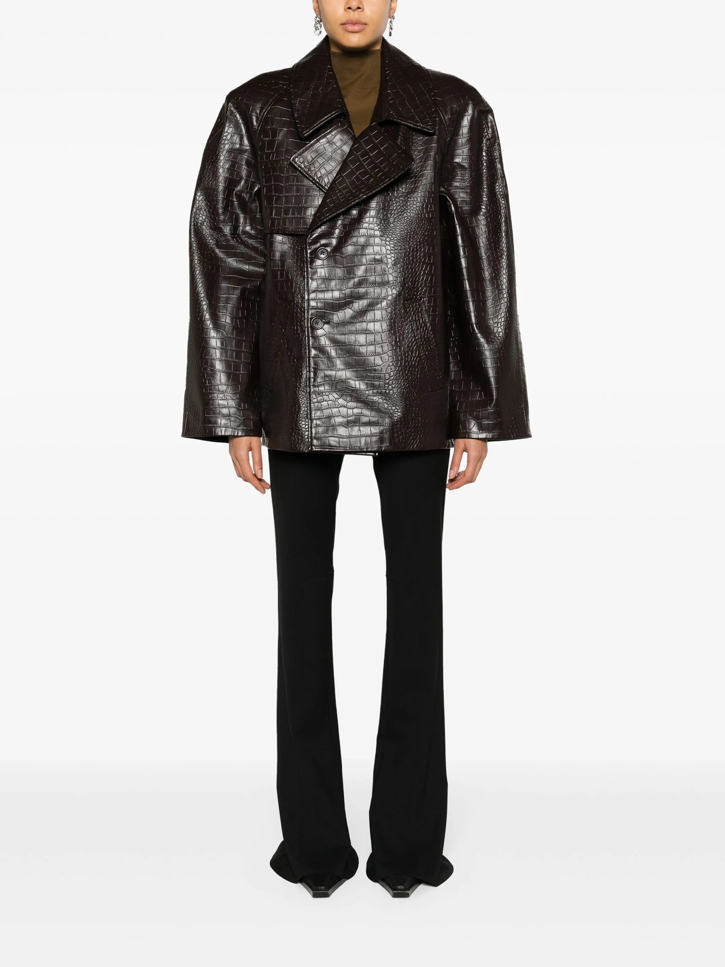 Jackie crocodile-effect coat