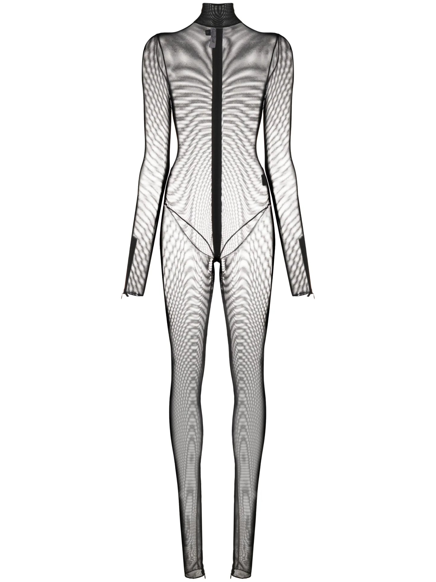 mesh long-sleeve jumpsuit