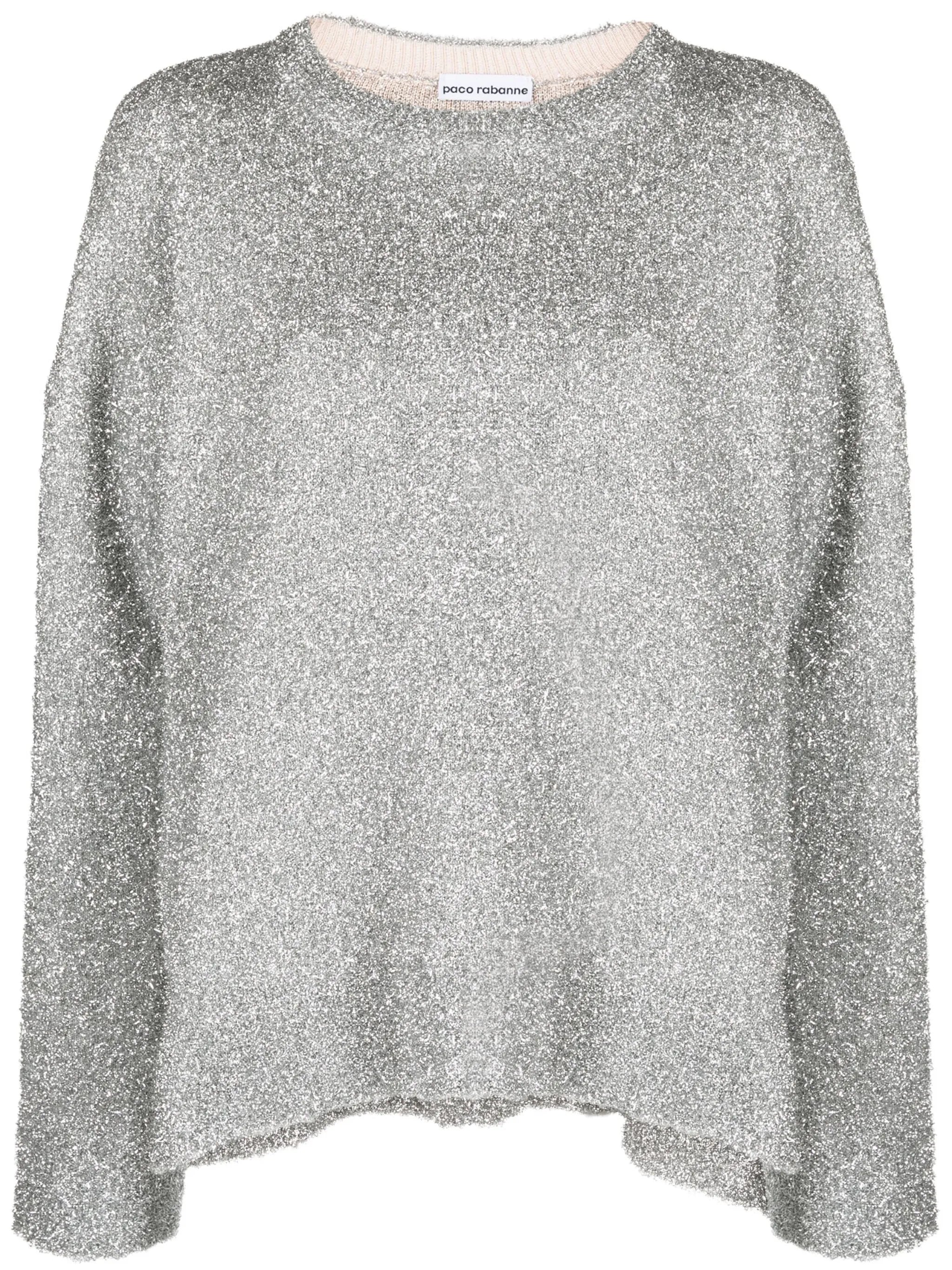 metalized crew-neck jumper