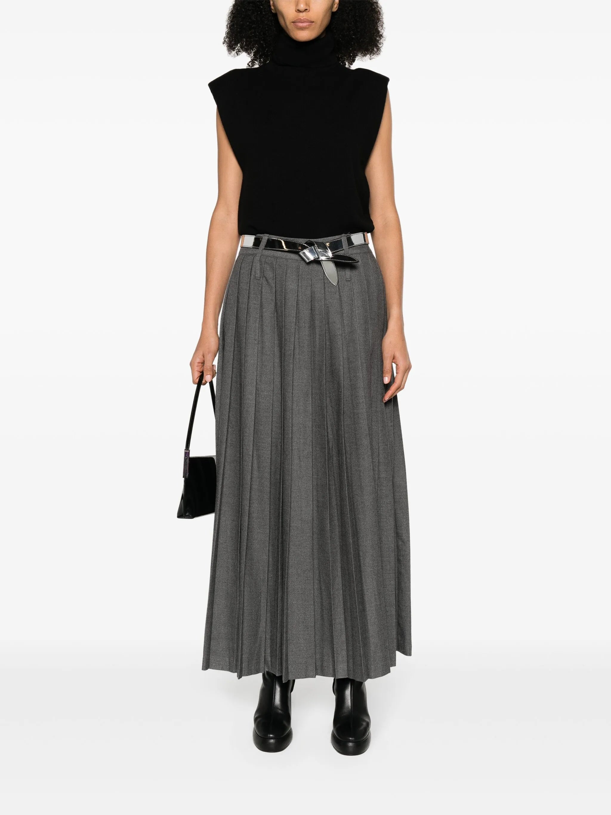 Bailey side-slit pleated skirt