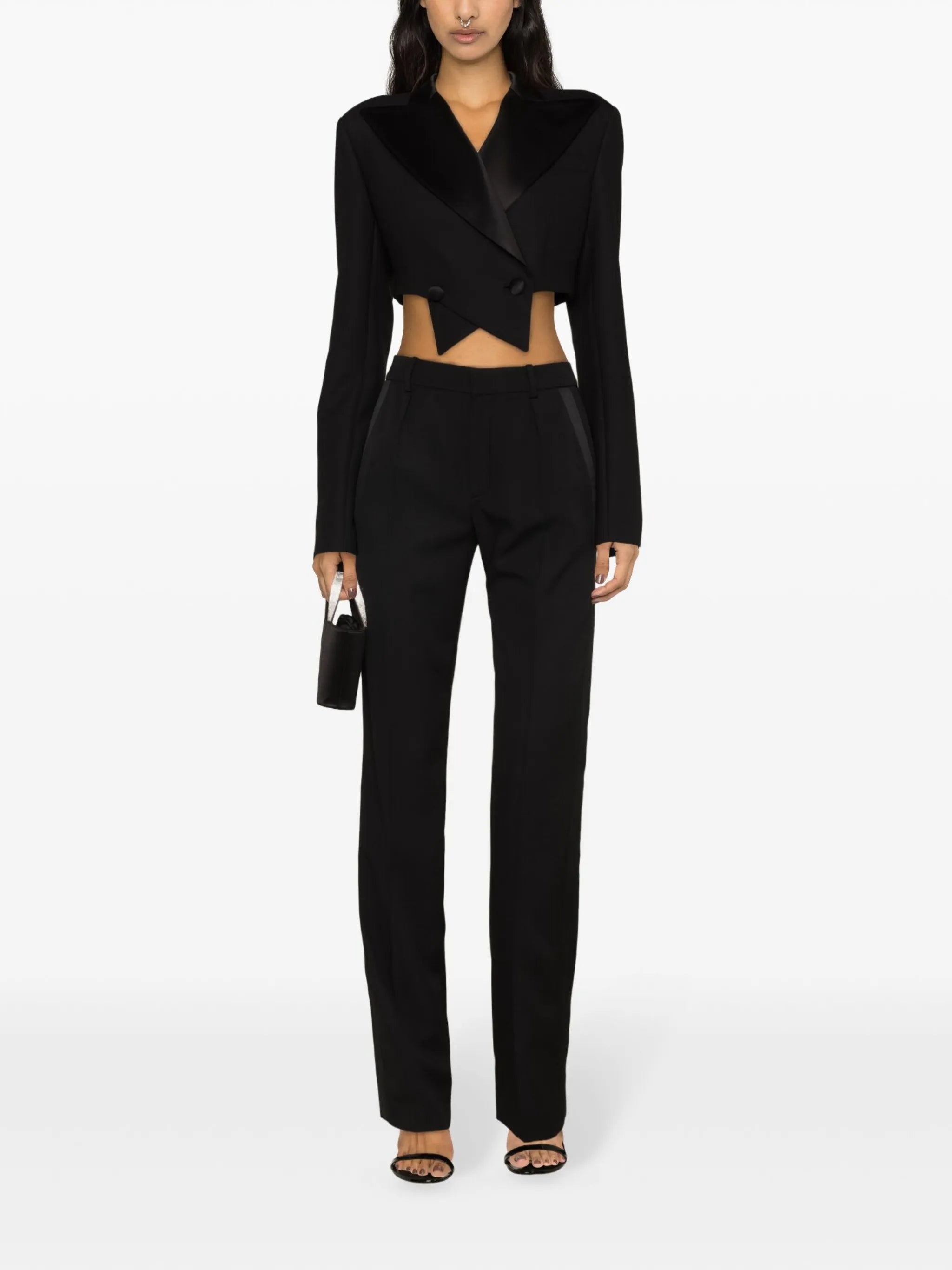 double-breasted cropped blazer