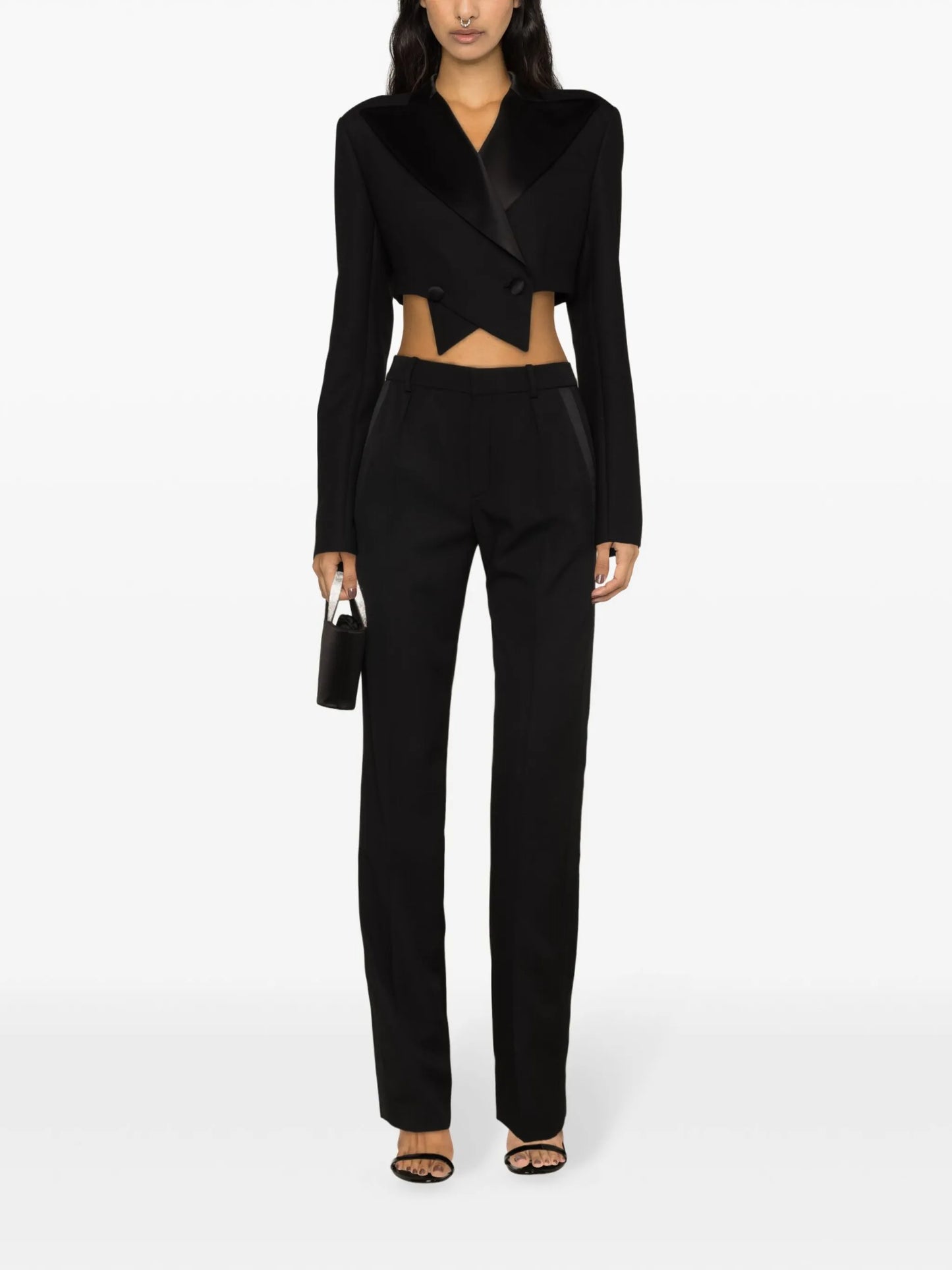 double-breasted cropped blazer