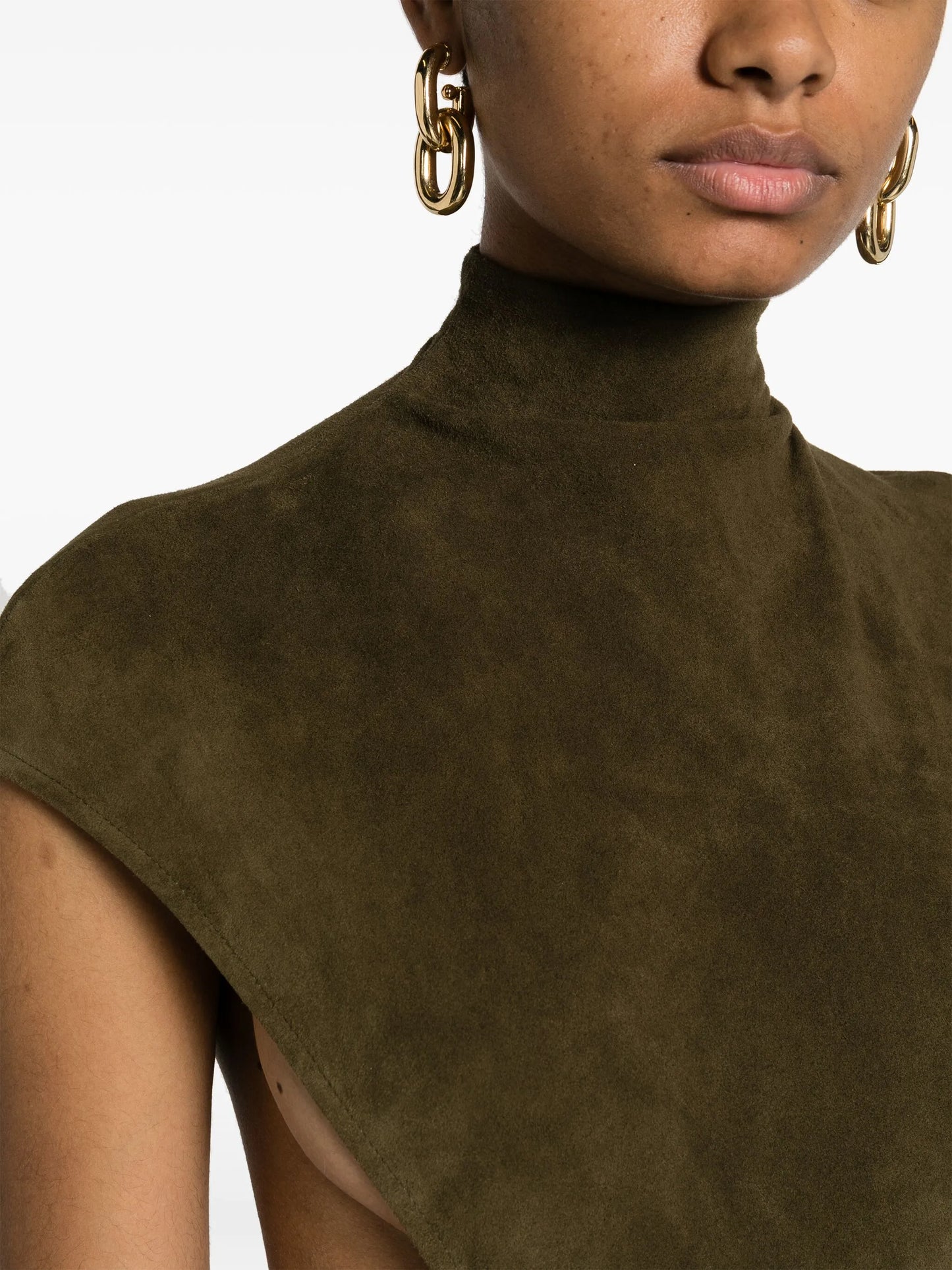 mock neck nubuck bodysuit