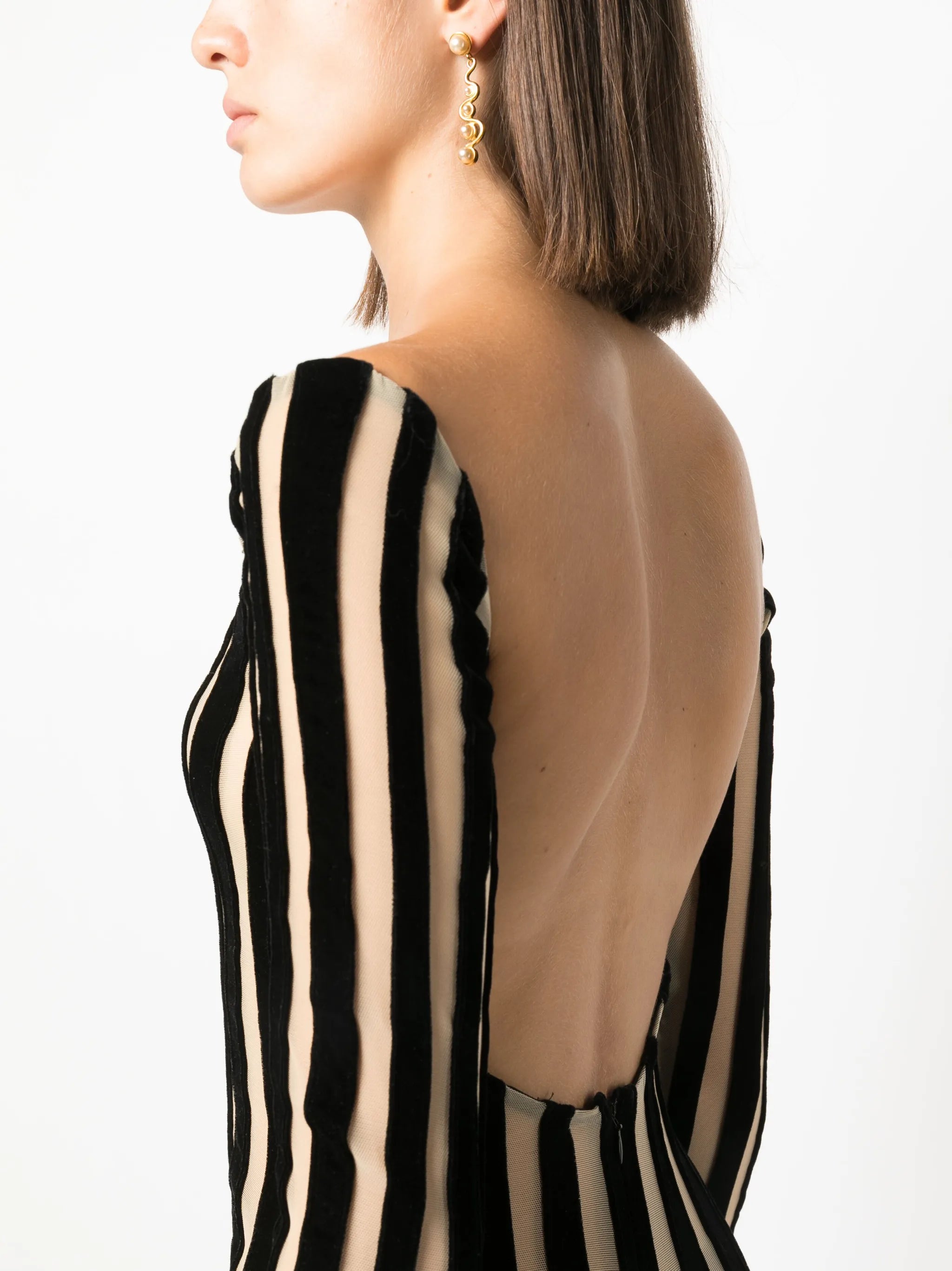 stripe-print scoop-back minidress