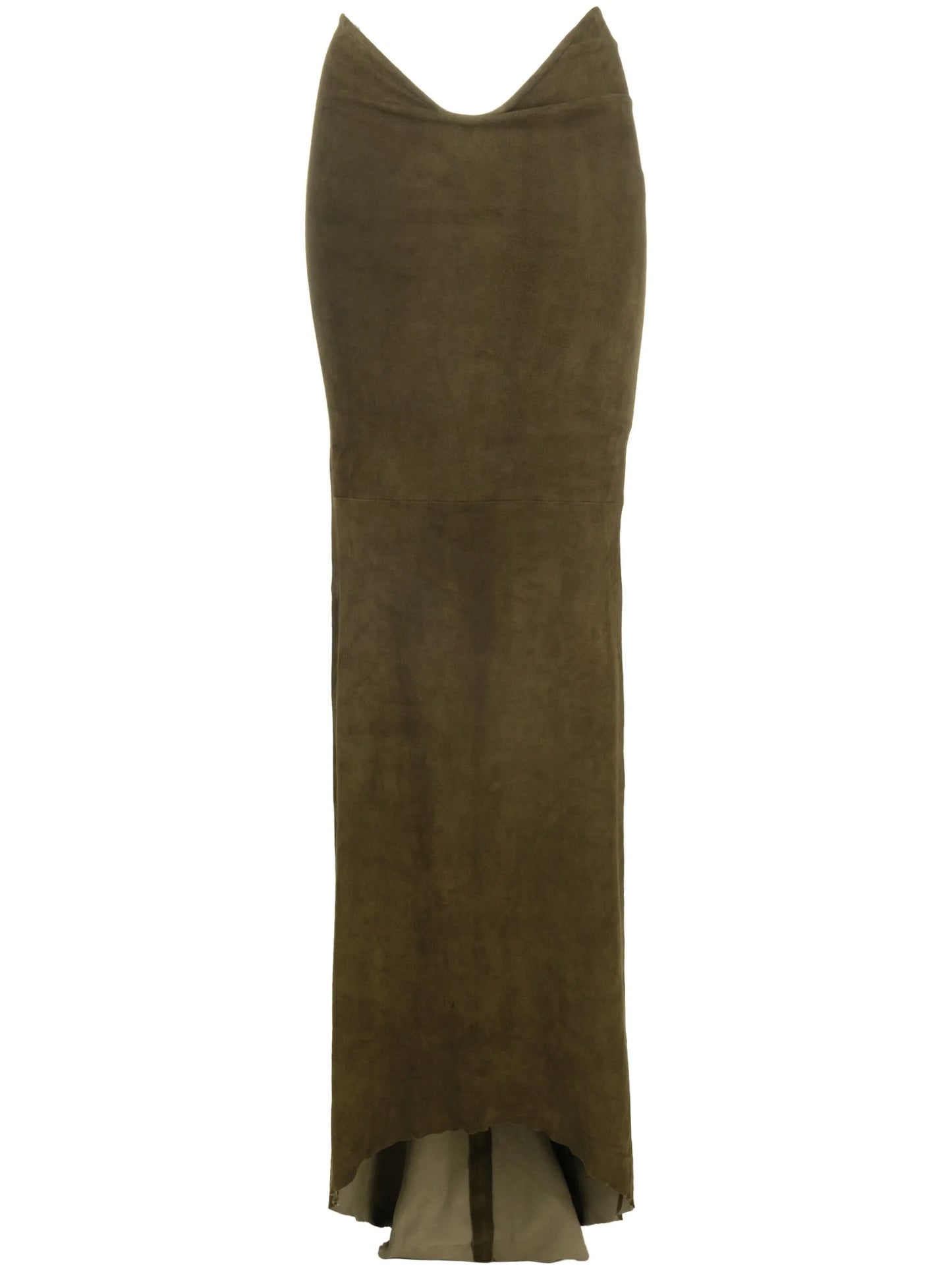 asymmetric nubuck maxi skirt