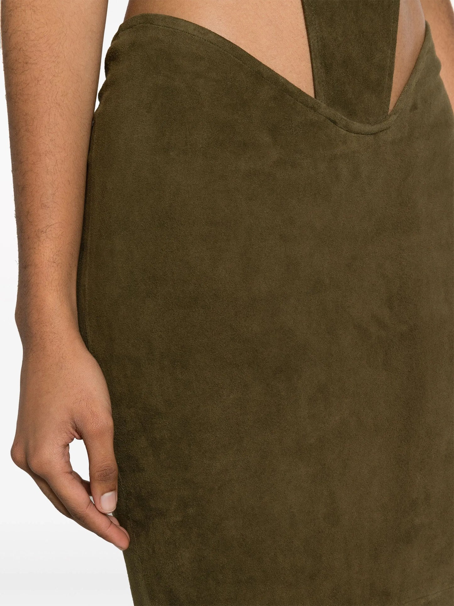 asymmetric nubuck maxi skirt