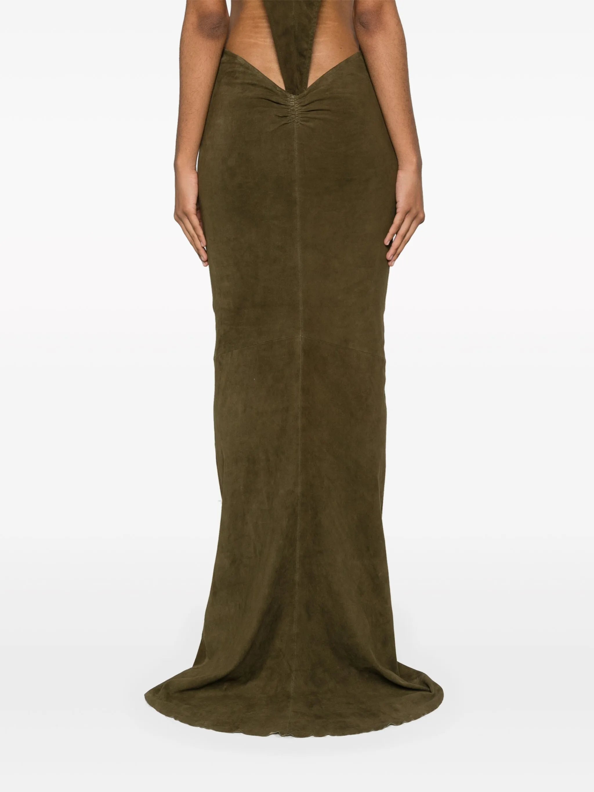 asymmetric nubuck maxi skirt