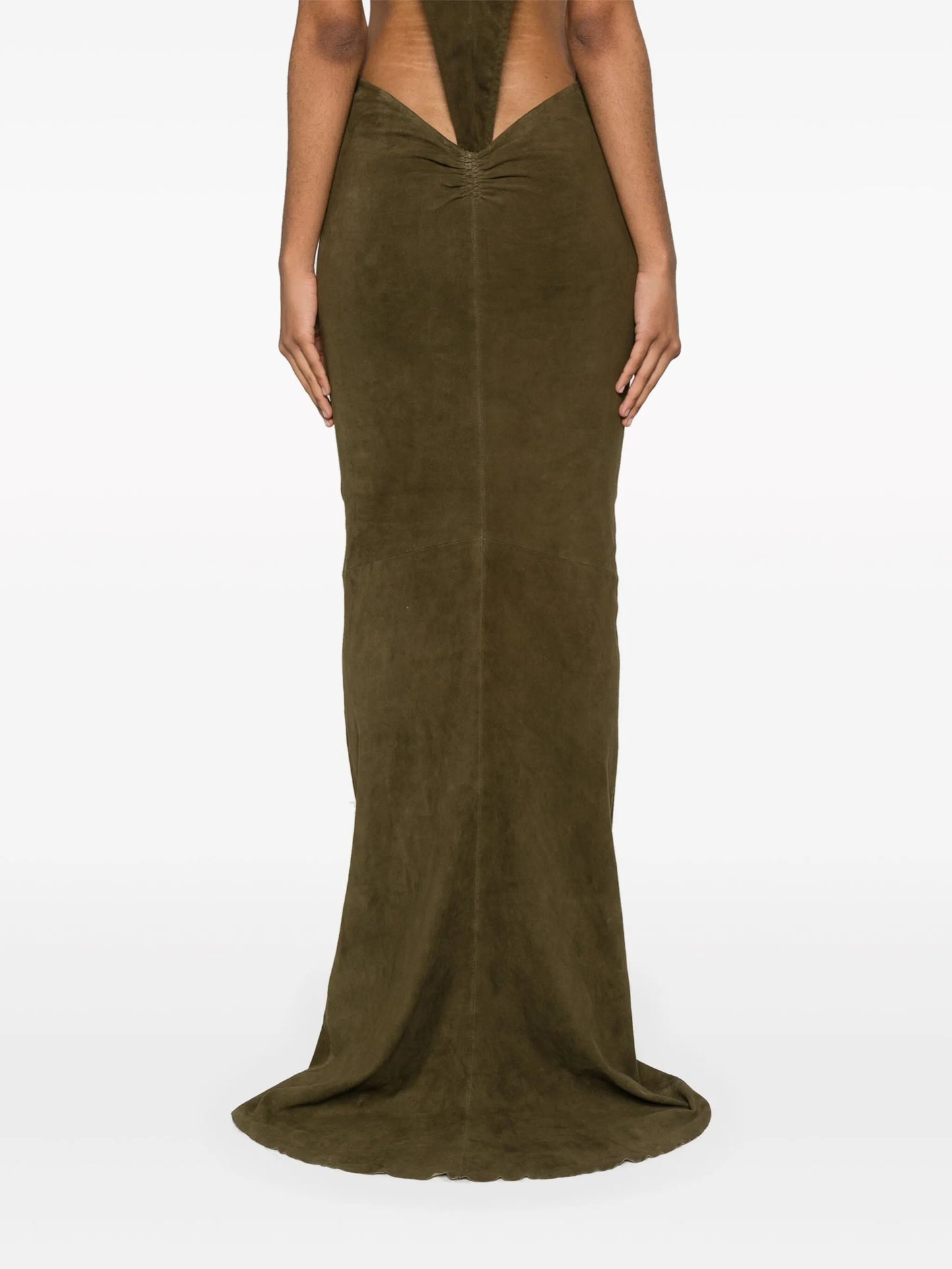 asymmetric nubuck maxi skirt