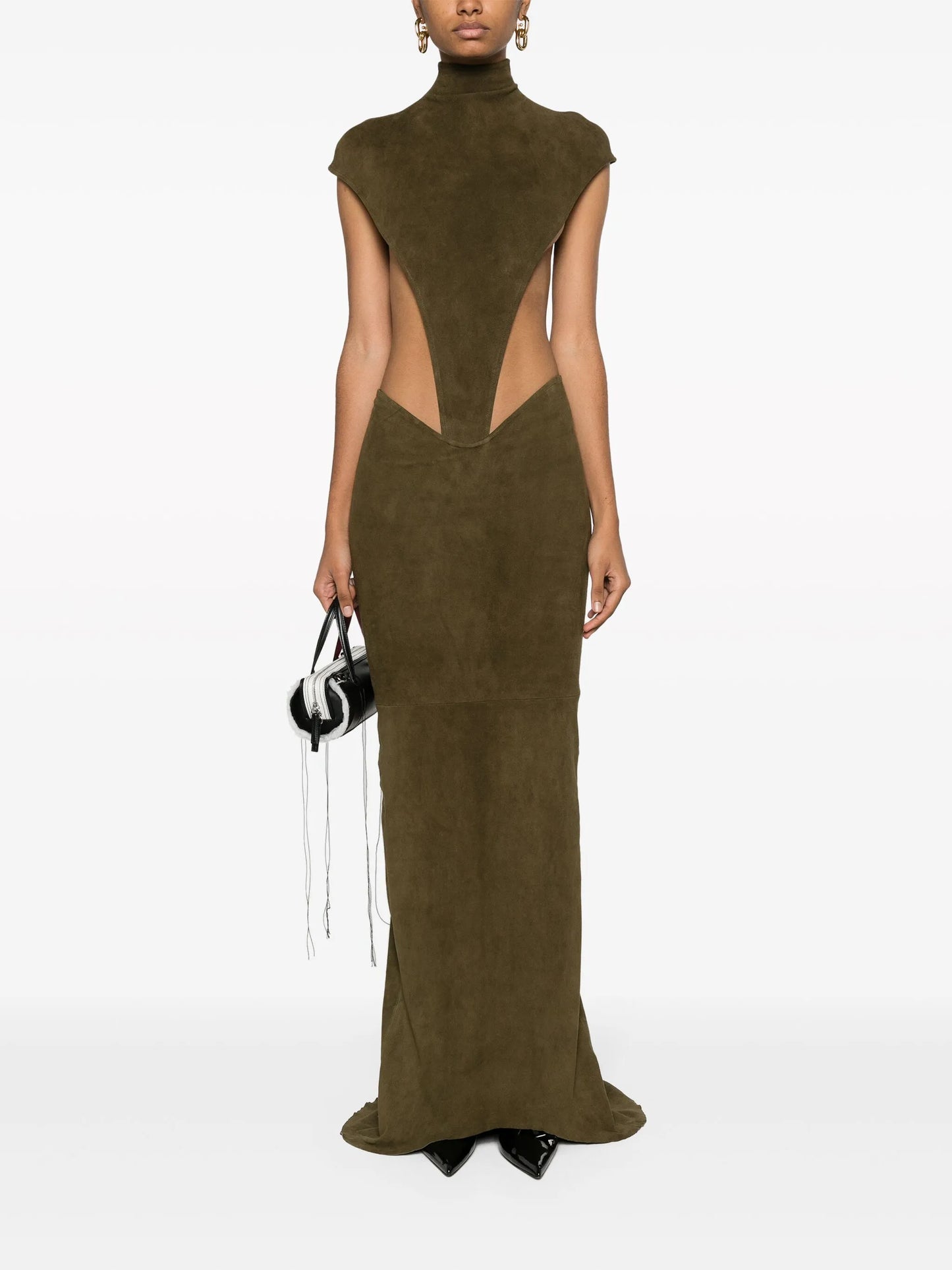 asymmetric nubuck maxi skirt