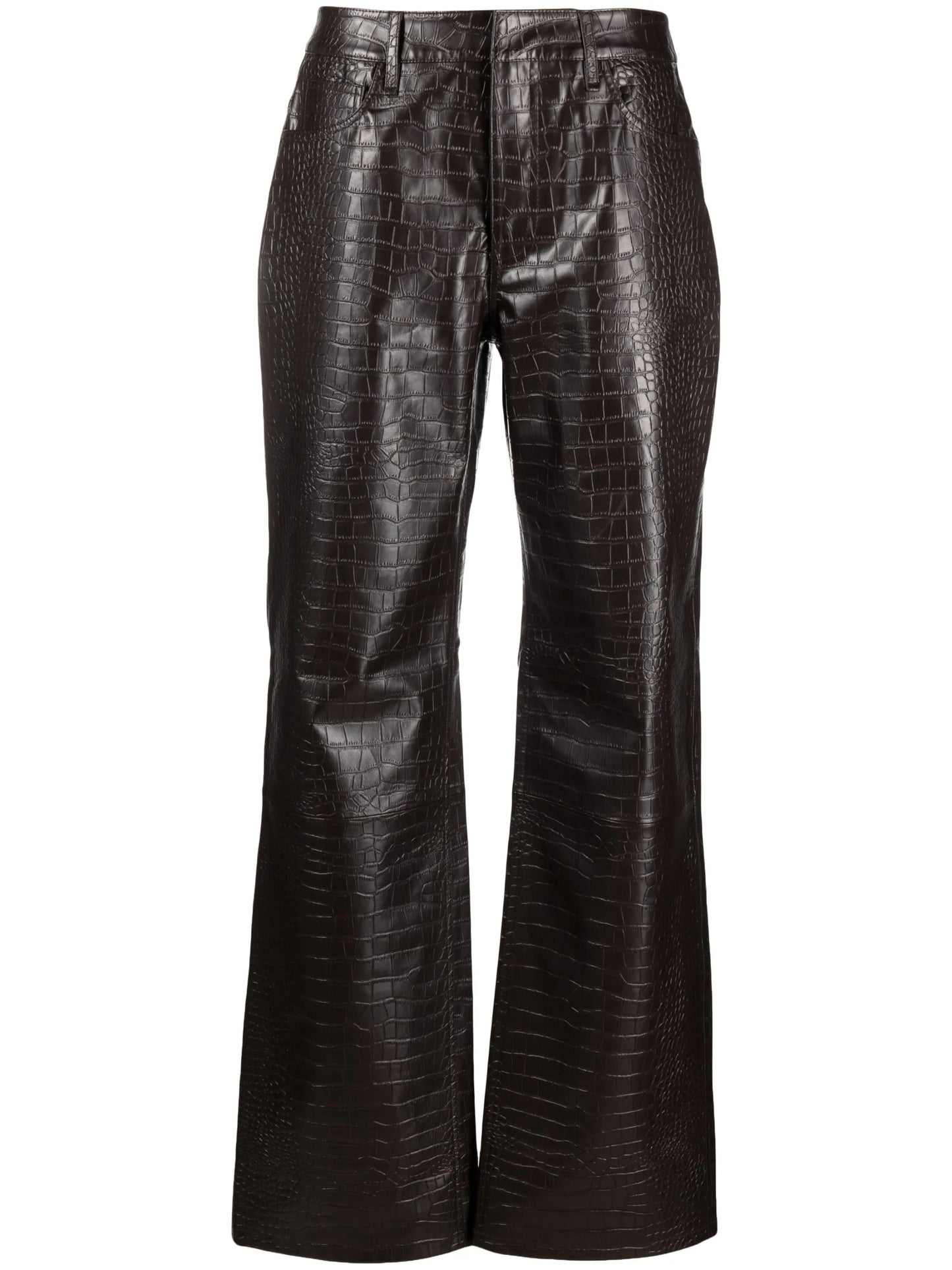Bonnie embossed-crocodile wide-leg trousers