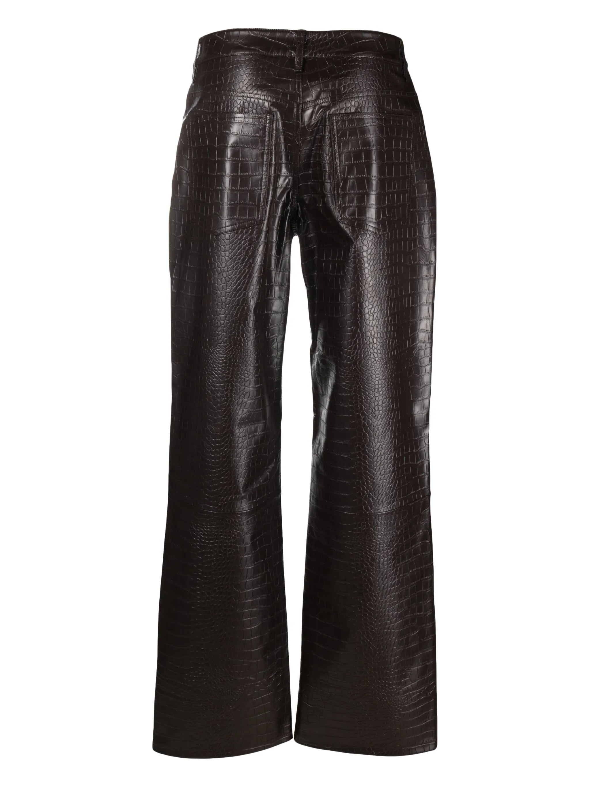 Bonnie embossed-crocodile wide-leg trousers