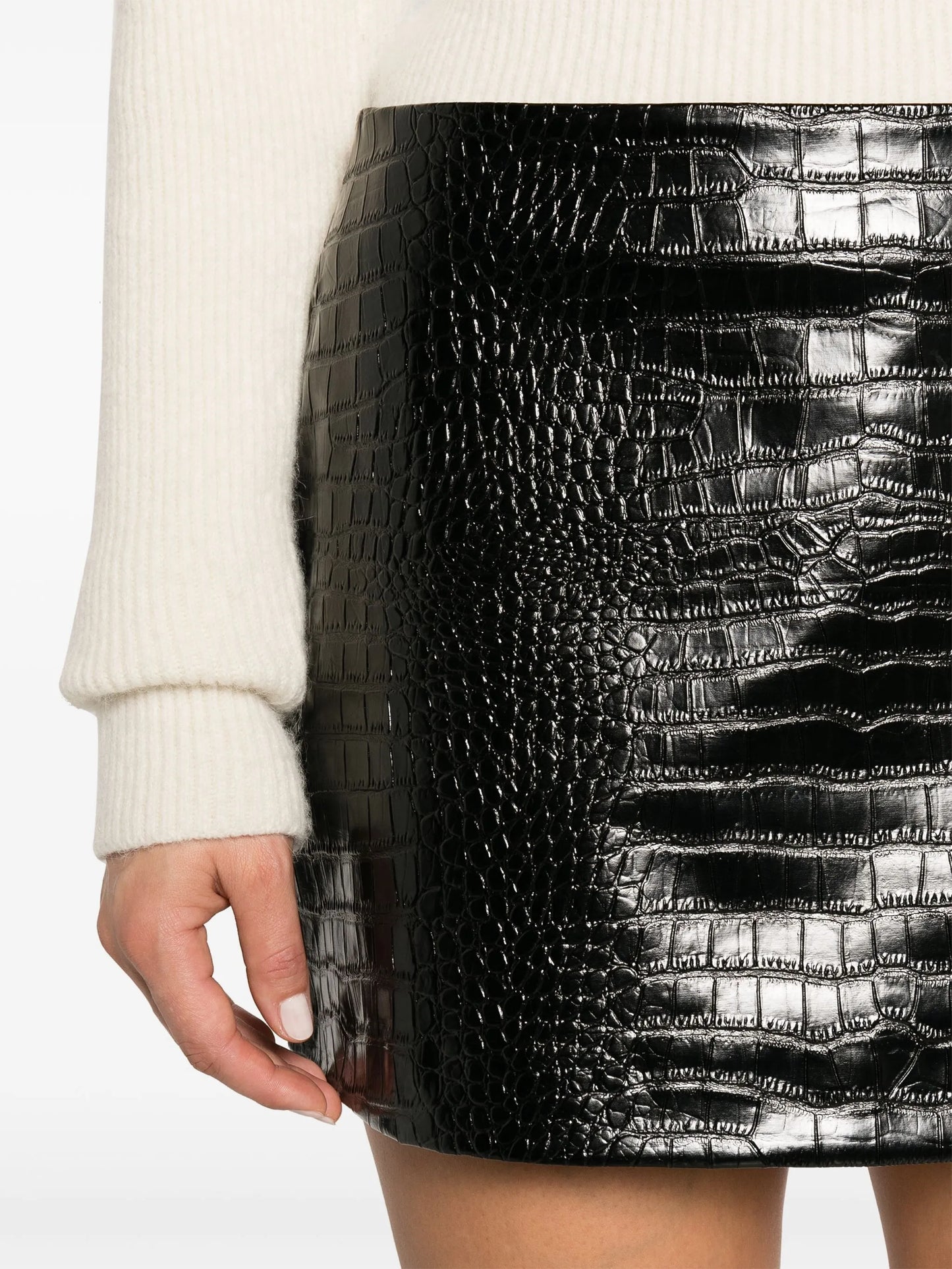 Mary croc-effect A-line skirt