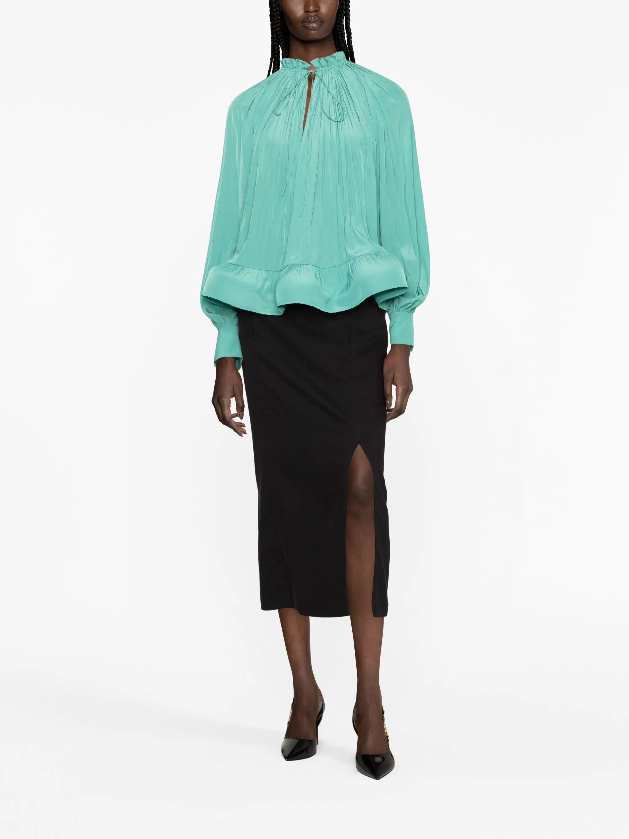 ruffled gathered blouse