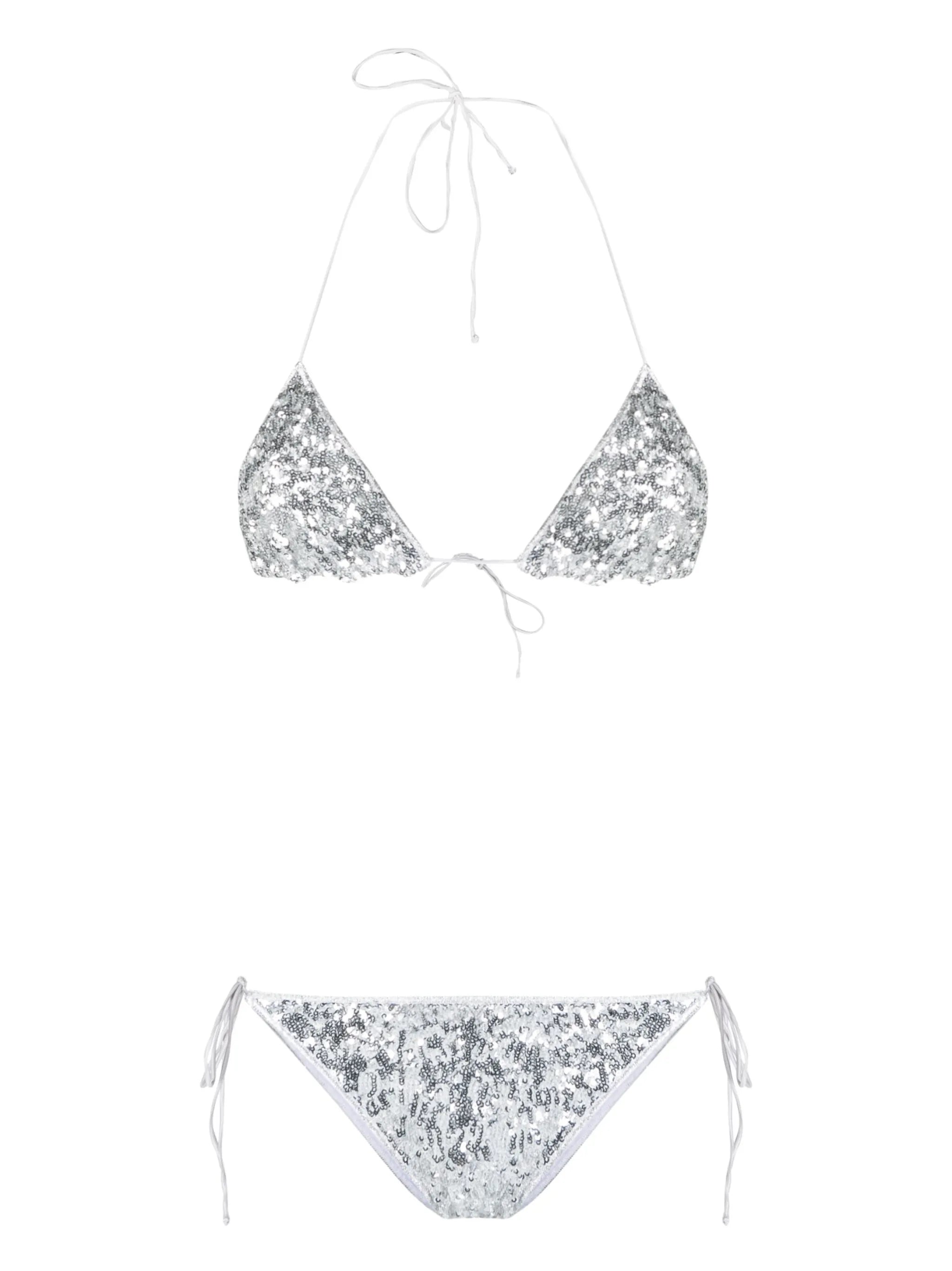 sequin-embellished triangle bikini set