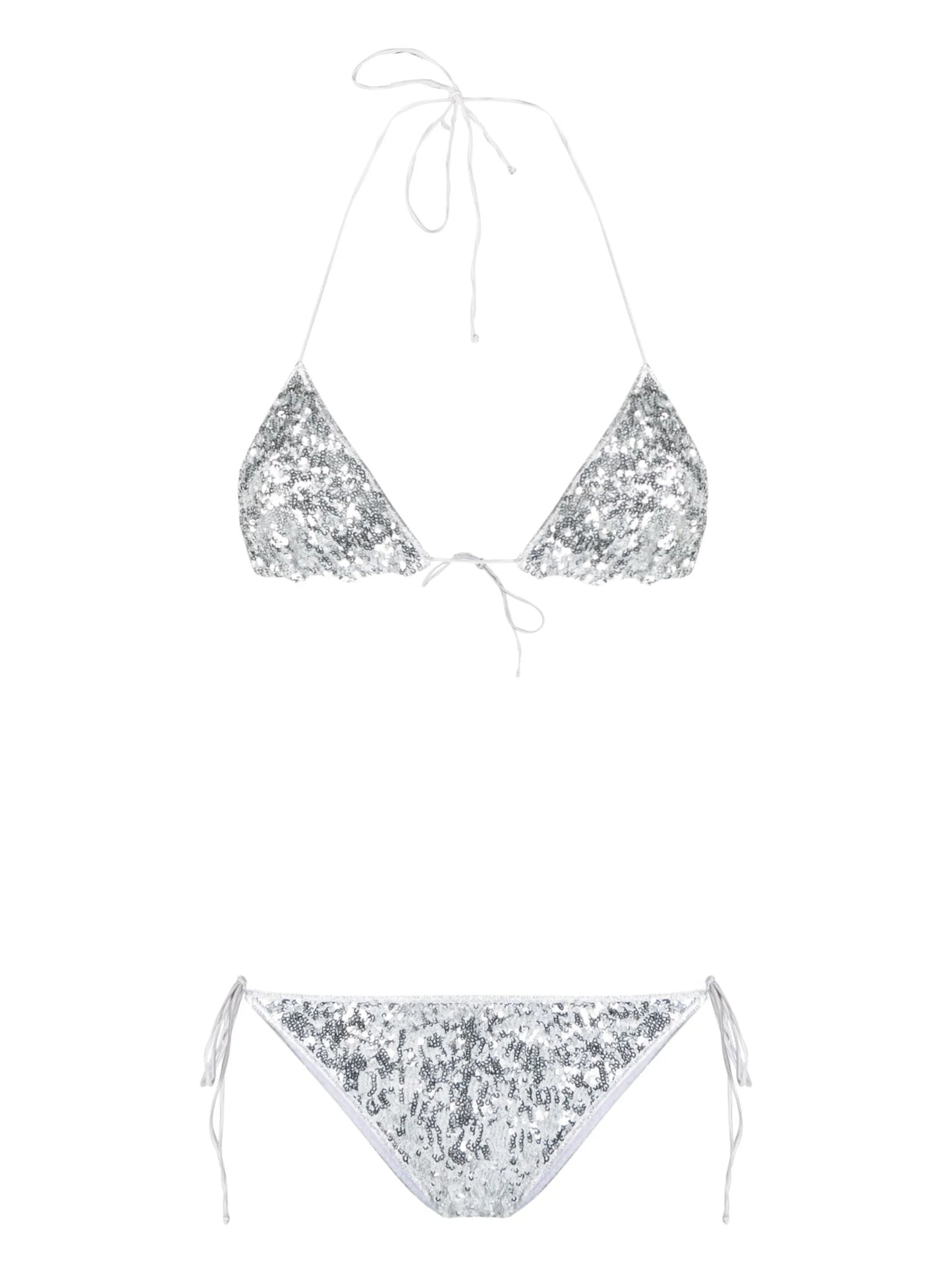 sequin-embellished triangle bikini set