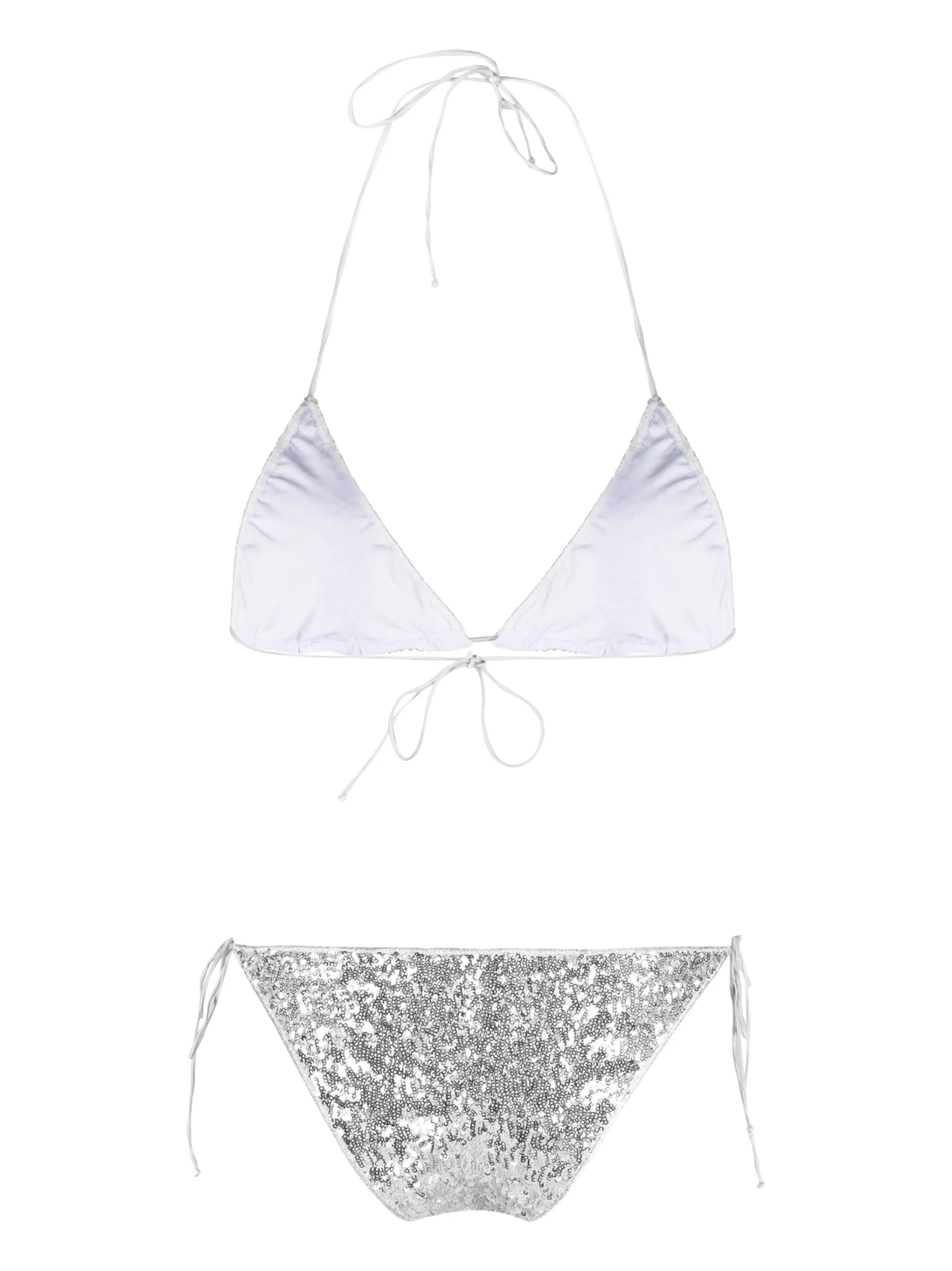 sequin-embellished triangle bikini set