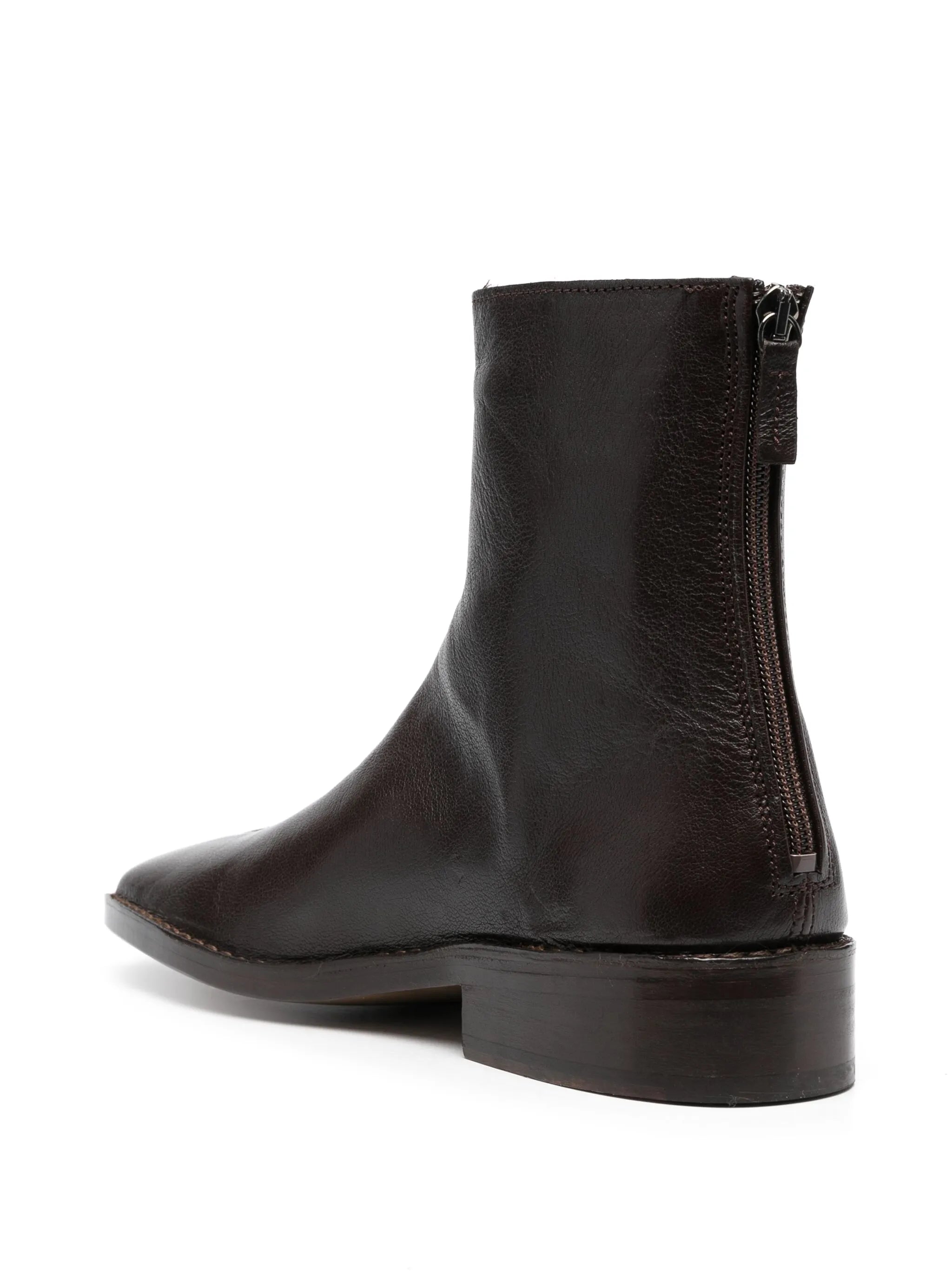 square-toe leather ankle boots