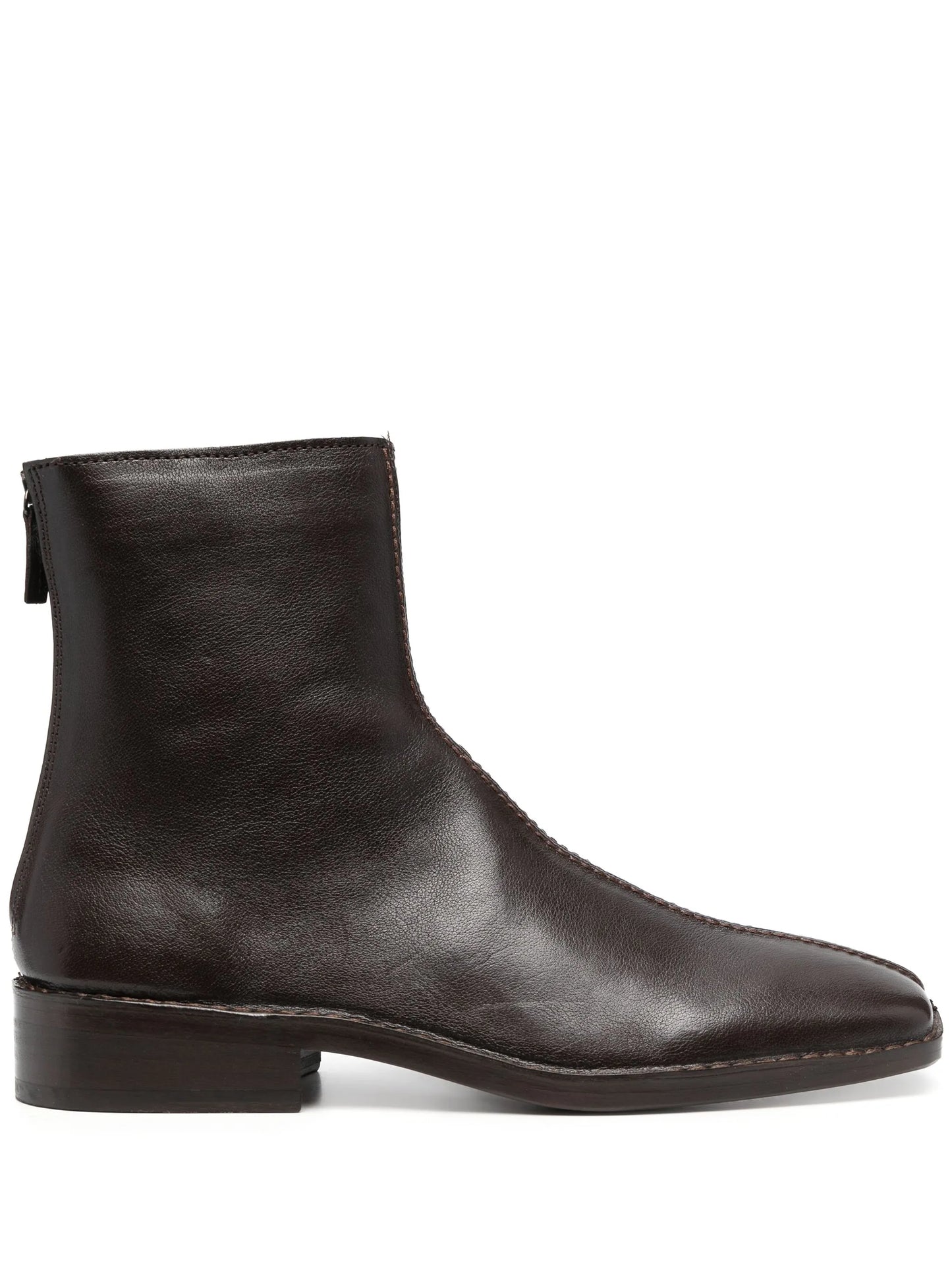 square-toe leather ankle boots