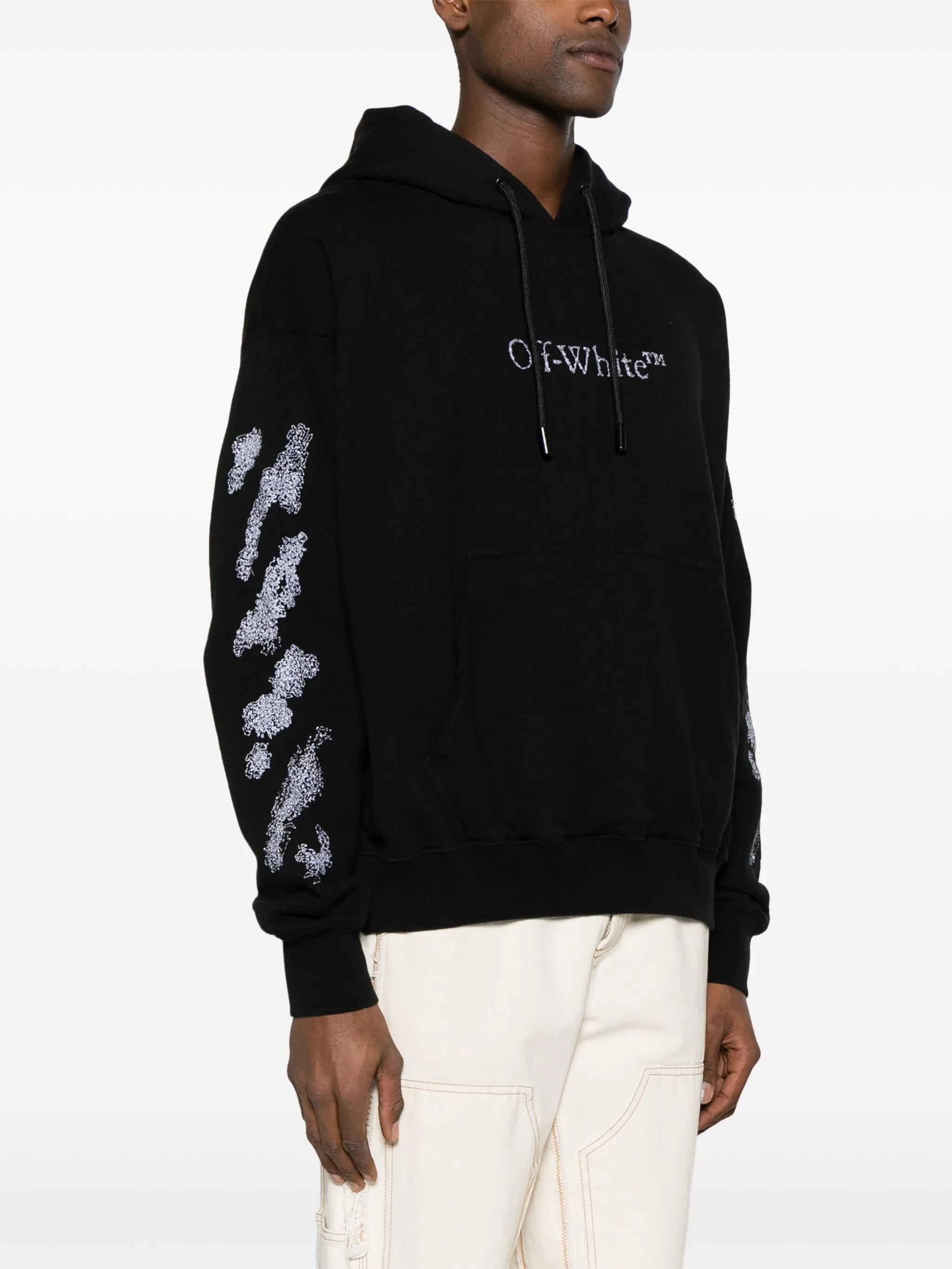 Diag Stripe-embroidered cotton hoodie