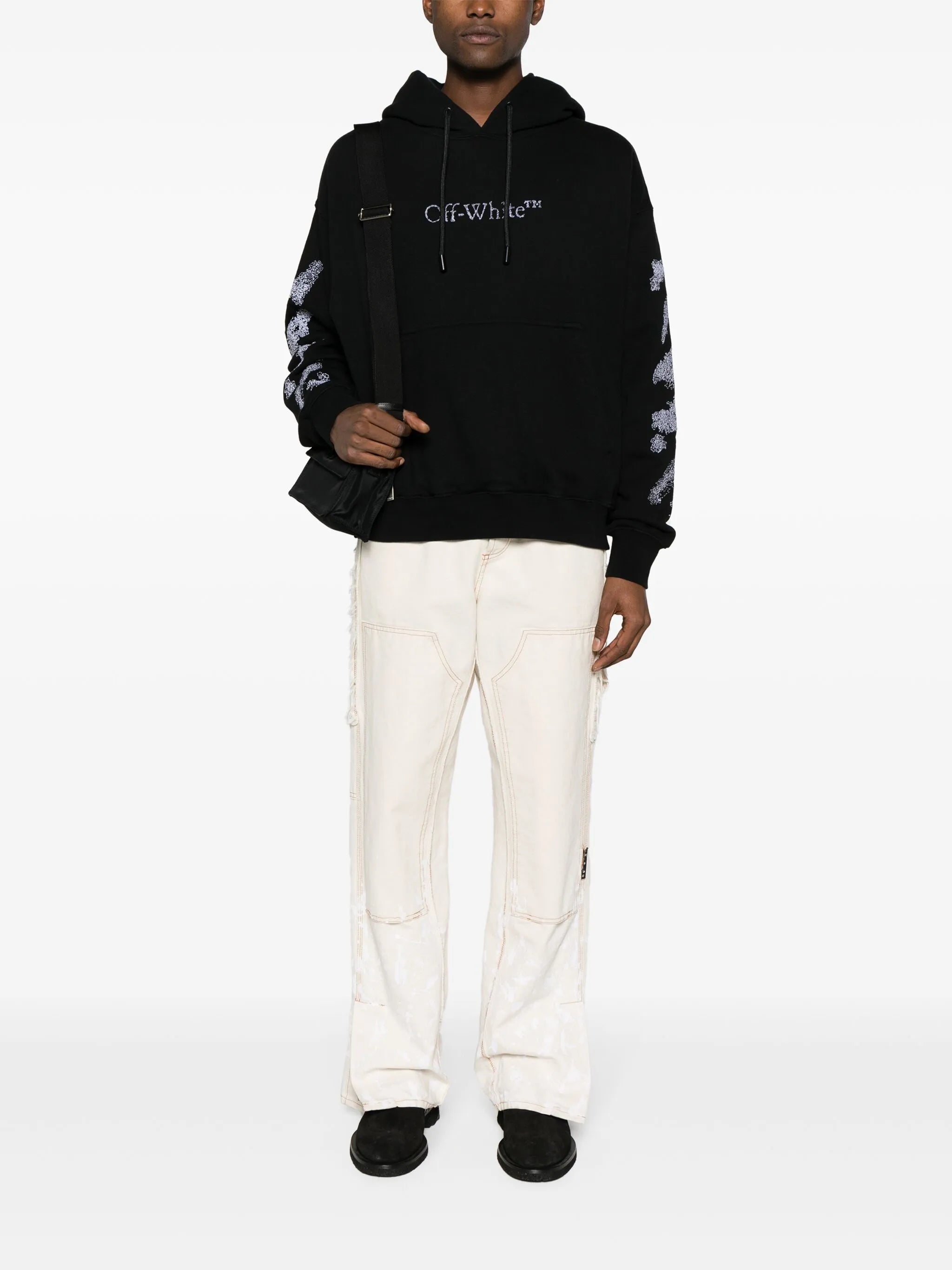 Diag Stripe-embroidered cotton hoodie