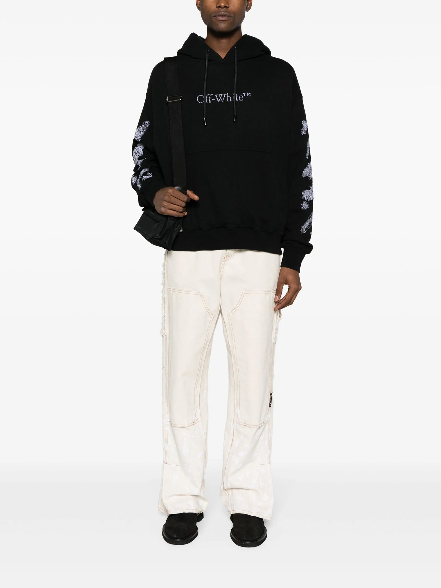 Diag Stripe-embroidered cotton hoodie