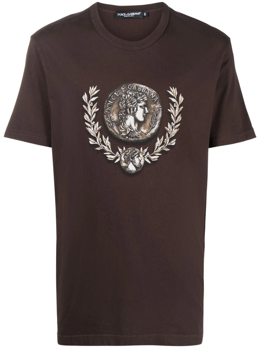 coin-print cotton T-shirt