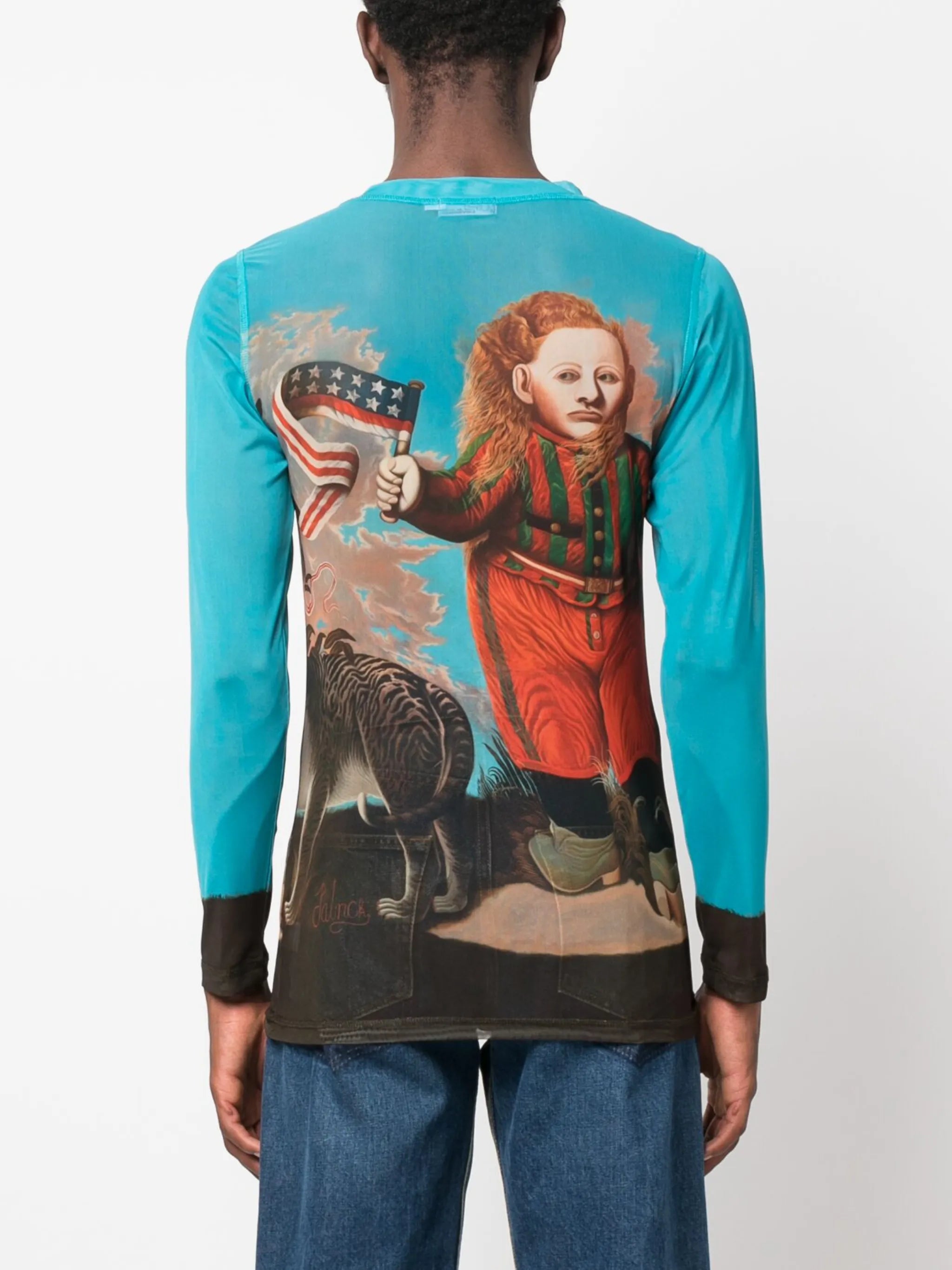 graphic-print mesh T-shirt