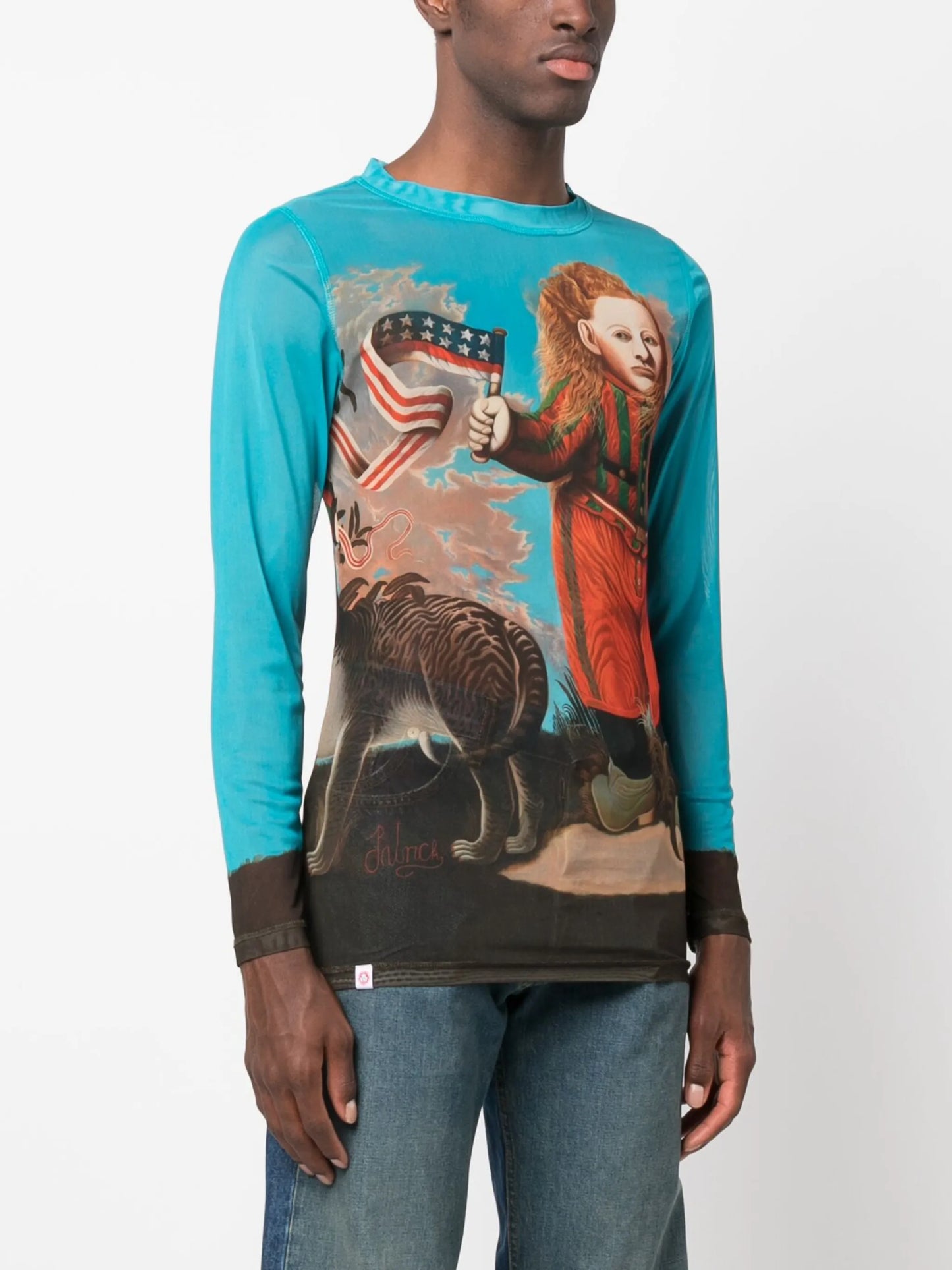 graphic-print mesh T-shirt