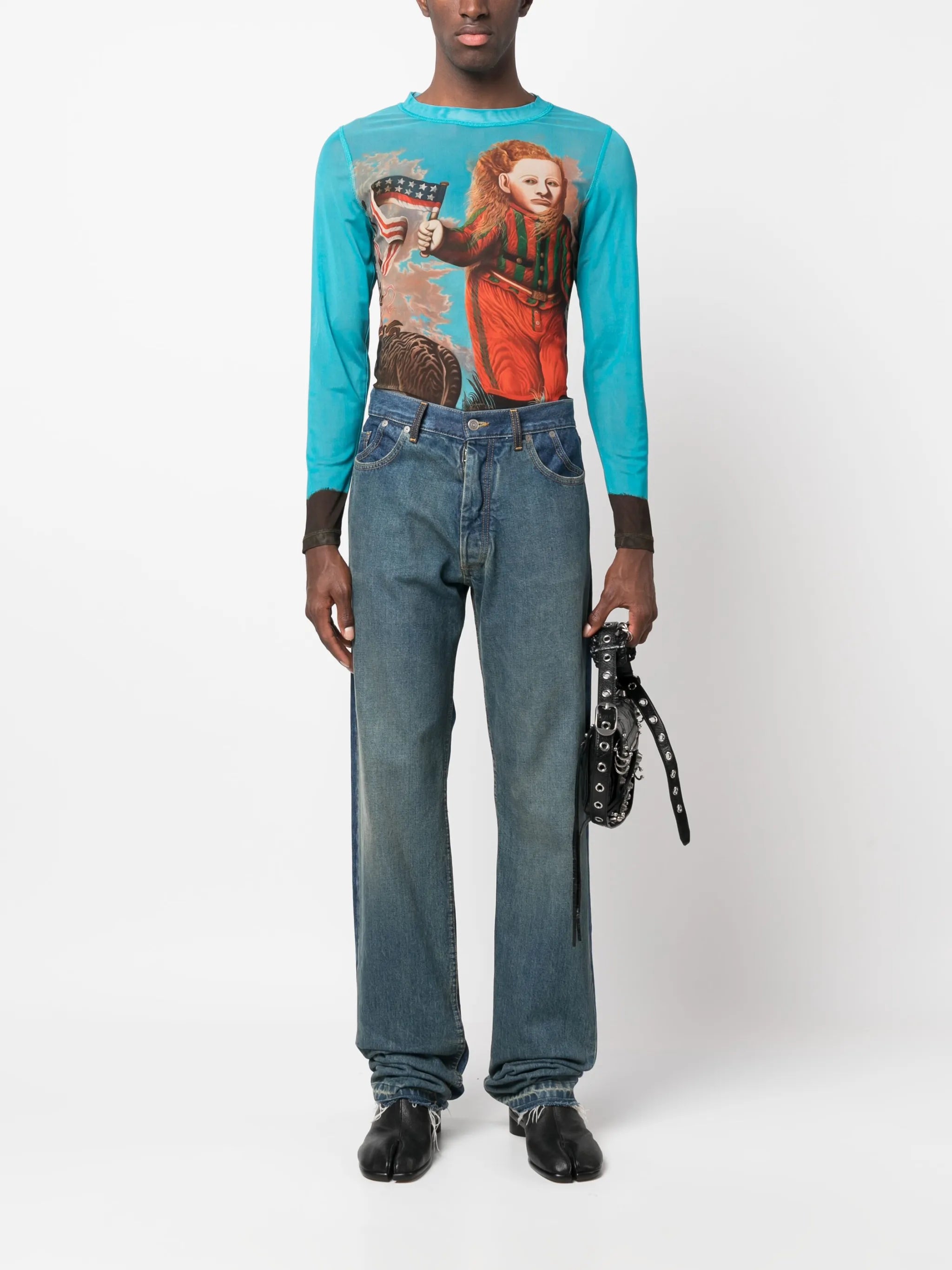graphic-print mesh T-shirt