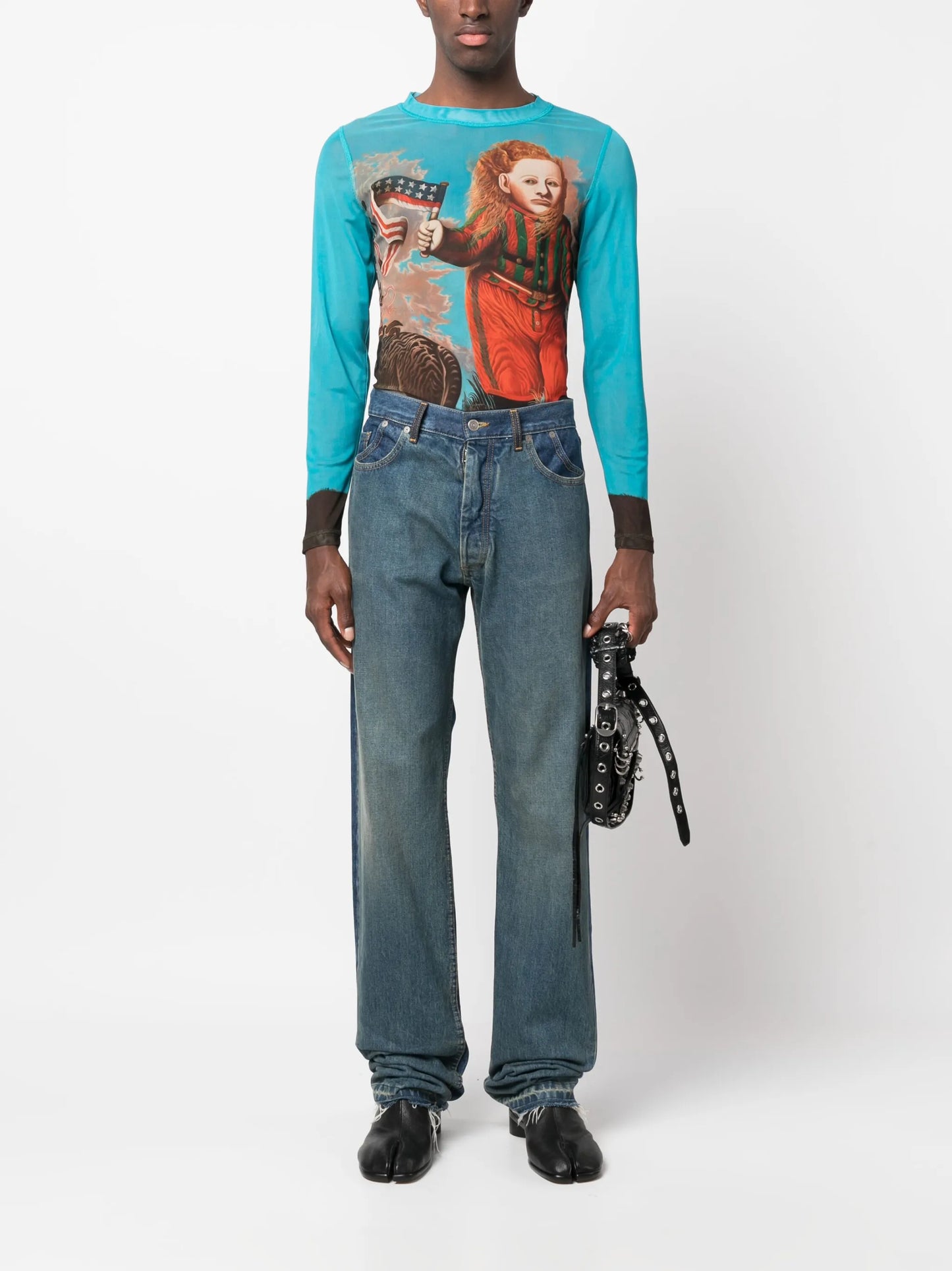graphic-print mesh T-shirt
