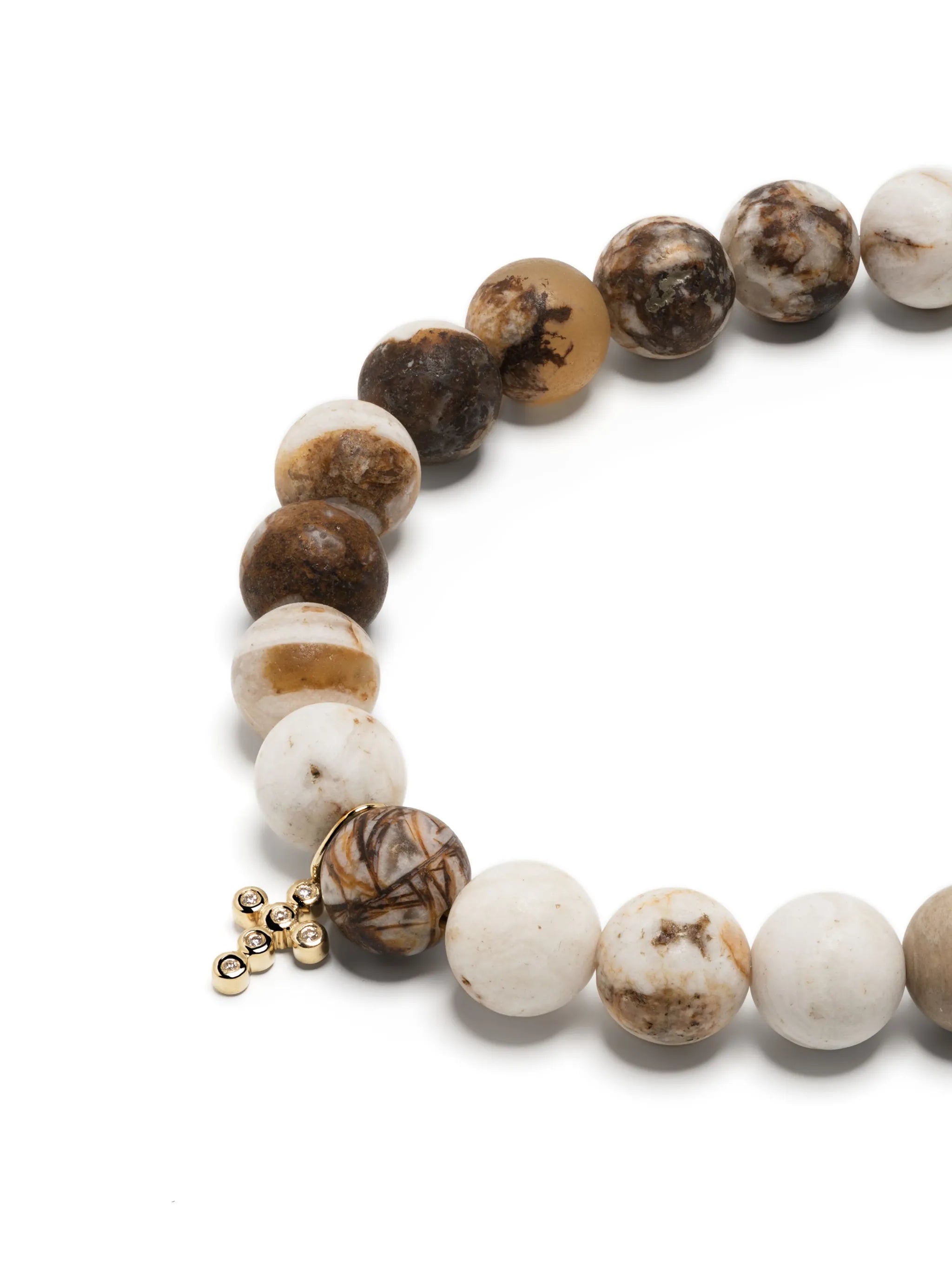 14kt yellow gold bezel cross charm beaded bracelet