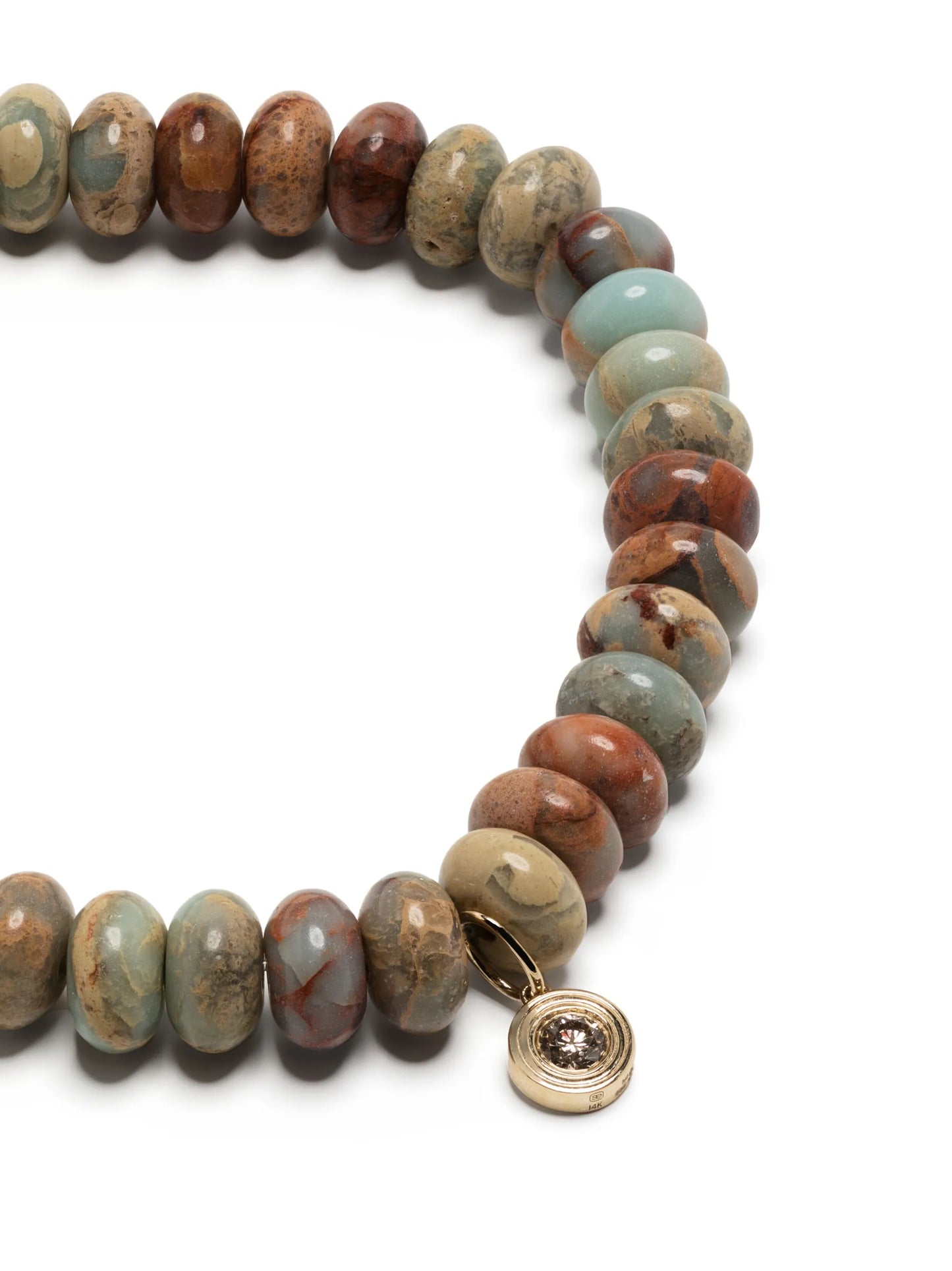 14kt yellow gold diamond charm jasper bracelet