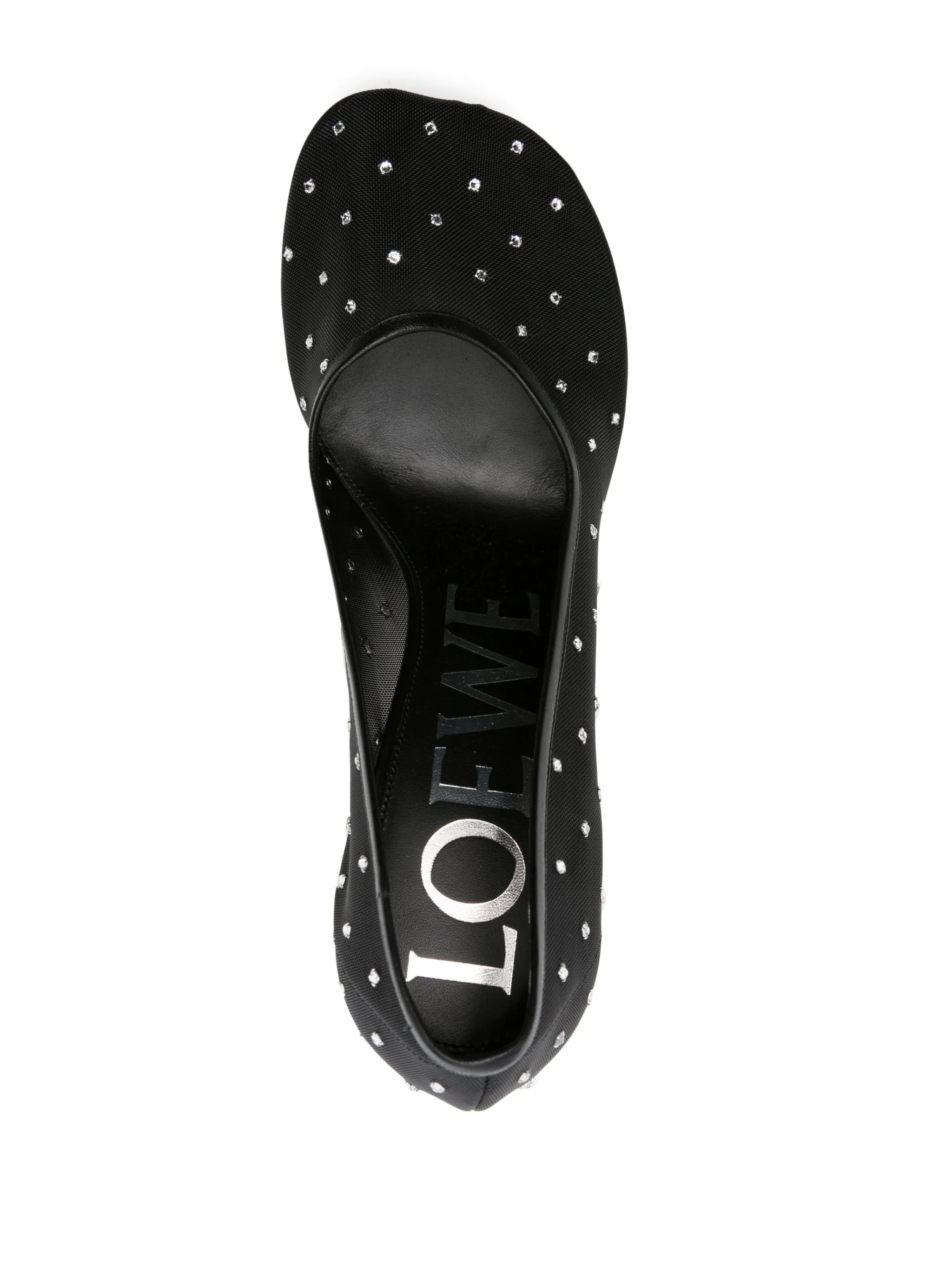Toy 90mm rhinestone-embellished mesh pumps