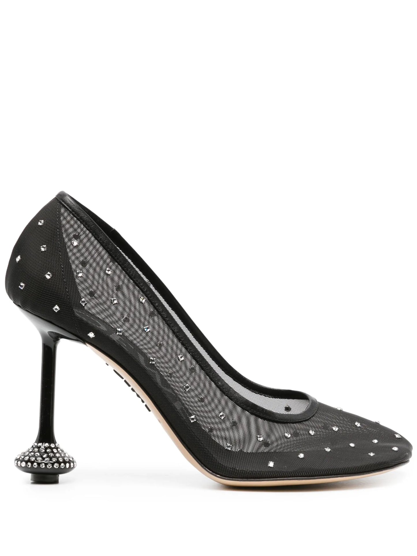 Toy 90mm rhinestone-embellished mesh pumps