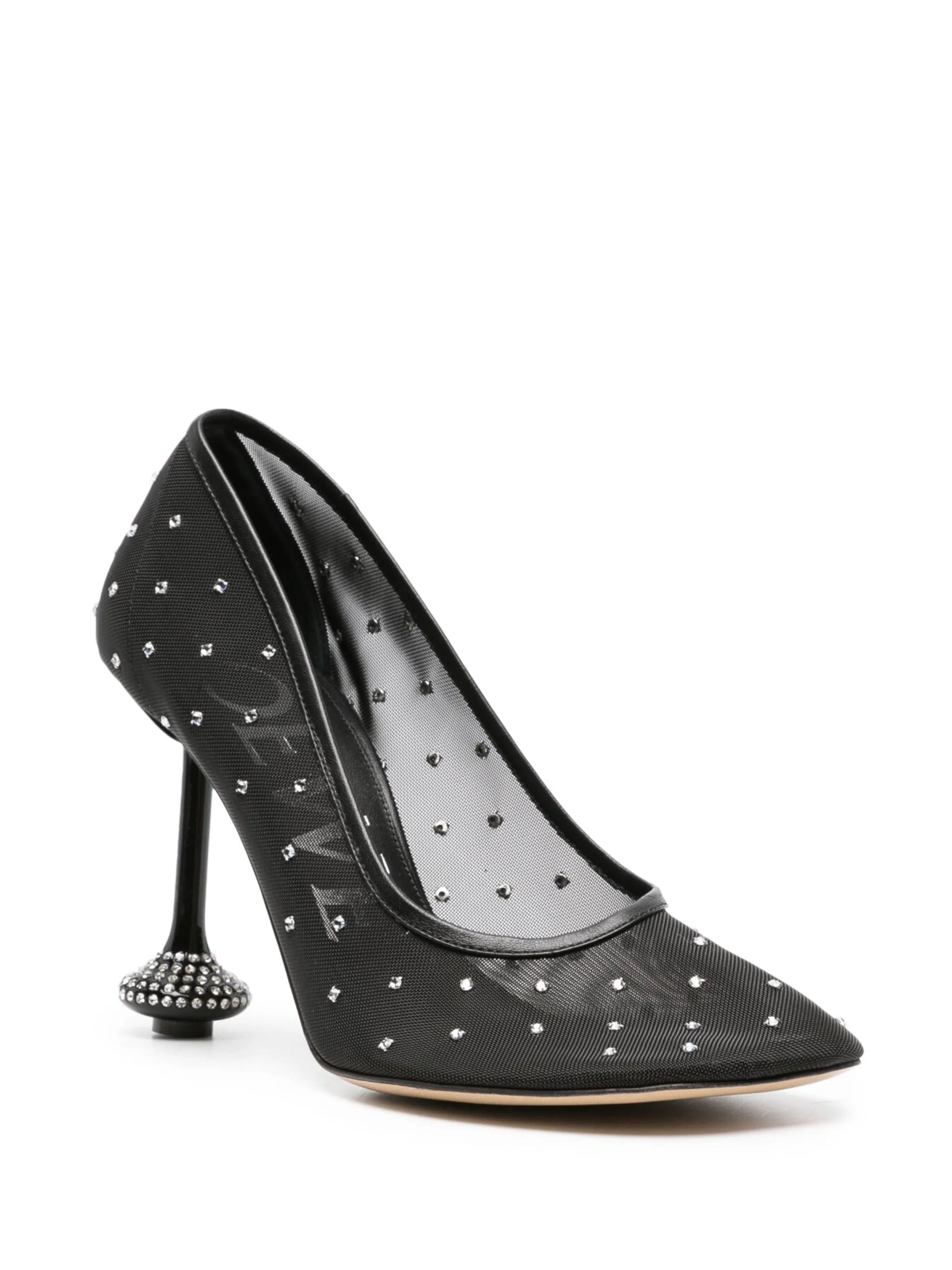 Toy 90mm rhinestone-embellished mesh pumps