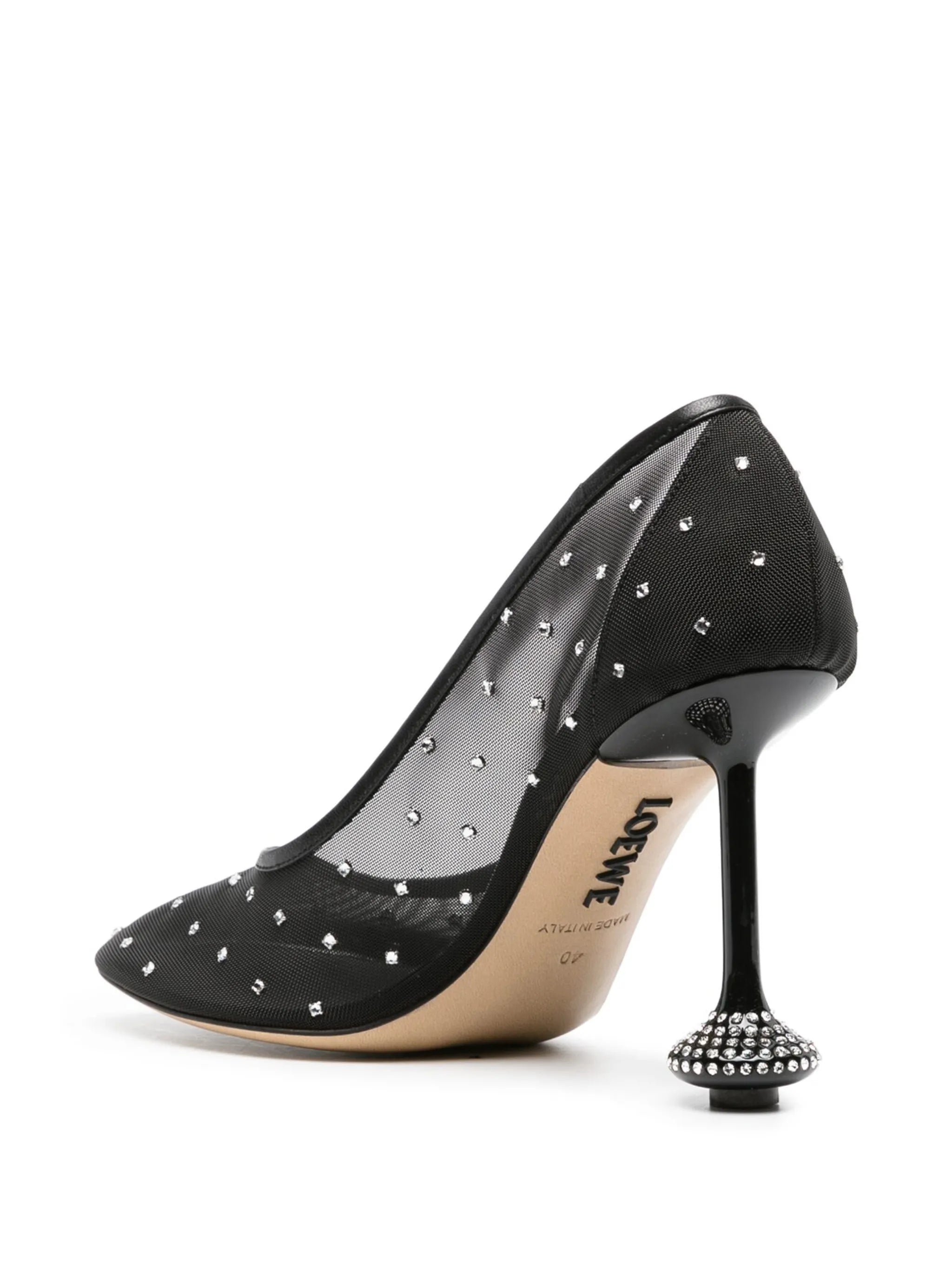 Toy 90mm rhinestone-embellished mesh pumps