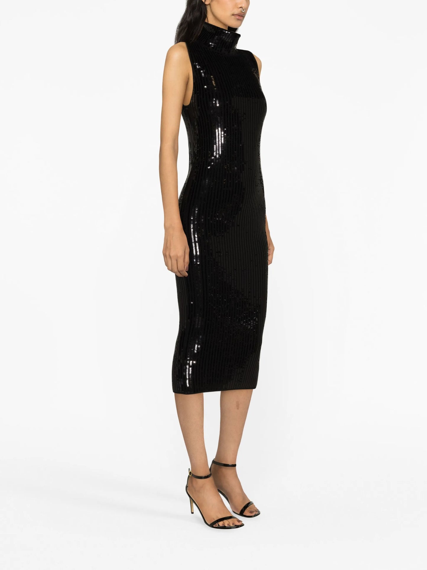 sequin-embellished knitted midi dress