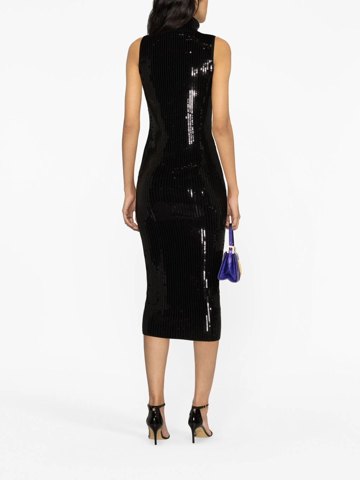 sequin-embellished knitted midi dress