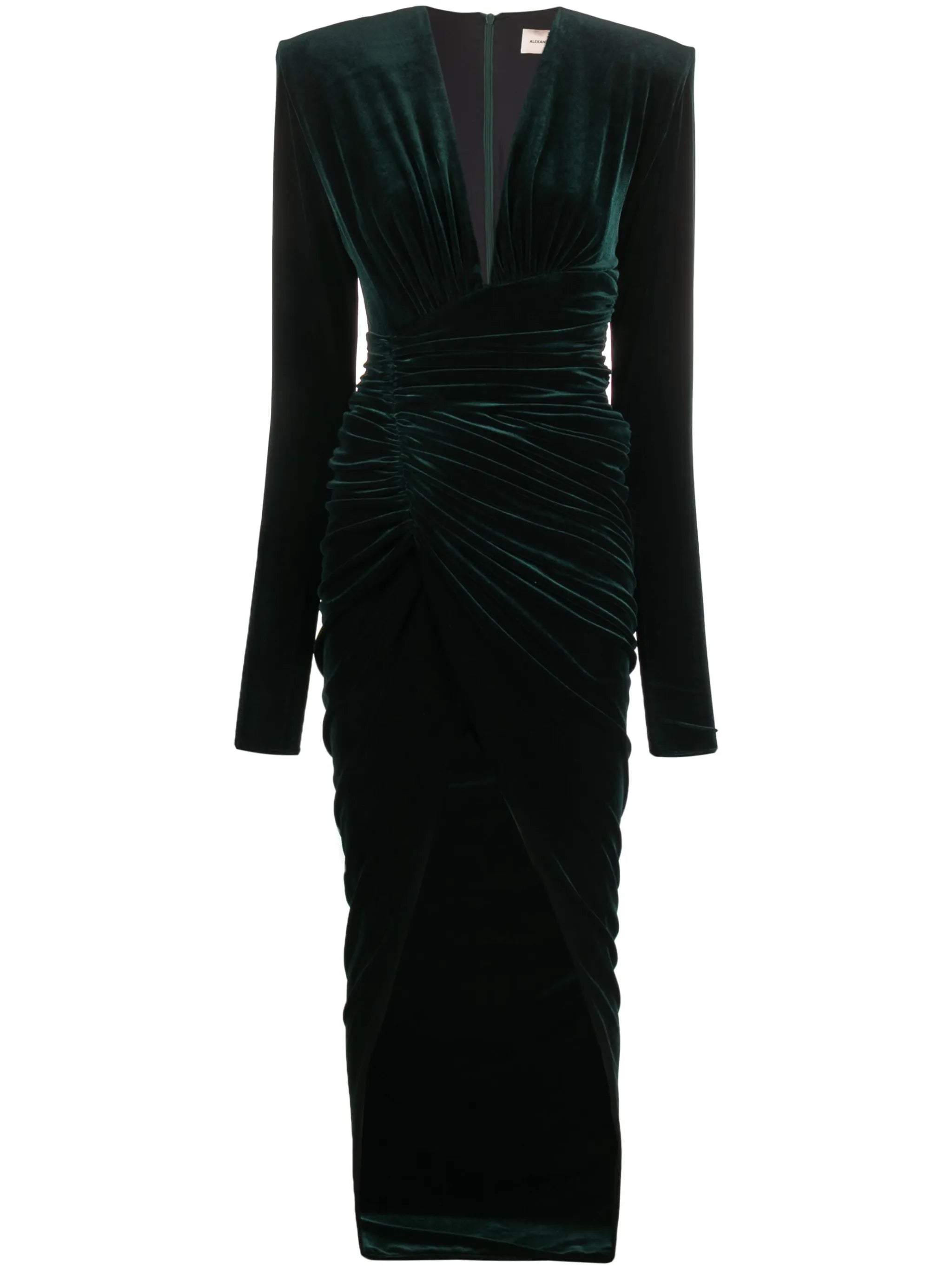 ruched velvet maxi dress
