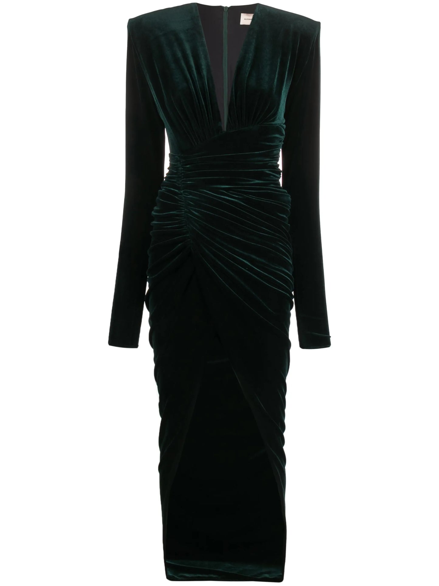 ruched velvet maxi dress