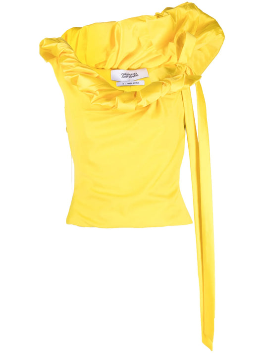 paperbag-neck bustier blouse
