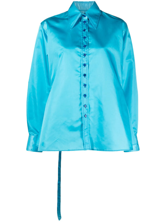 tie-back satin shirt