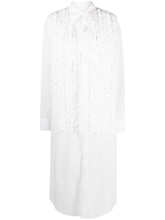 ruffled maxi shirtdress