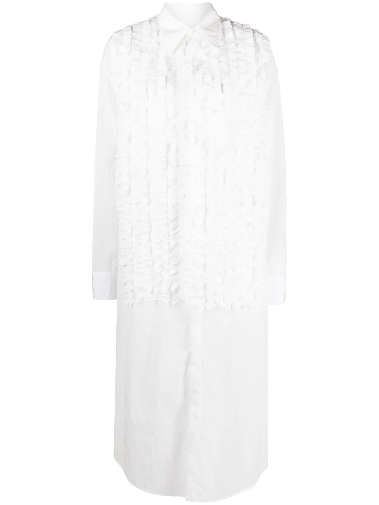 ruffled maxi shirtdress