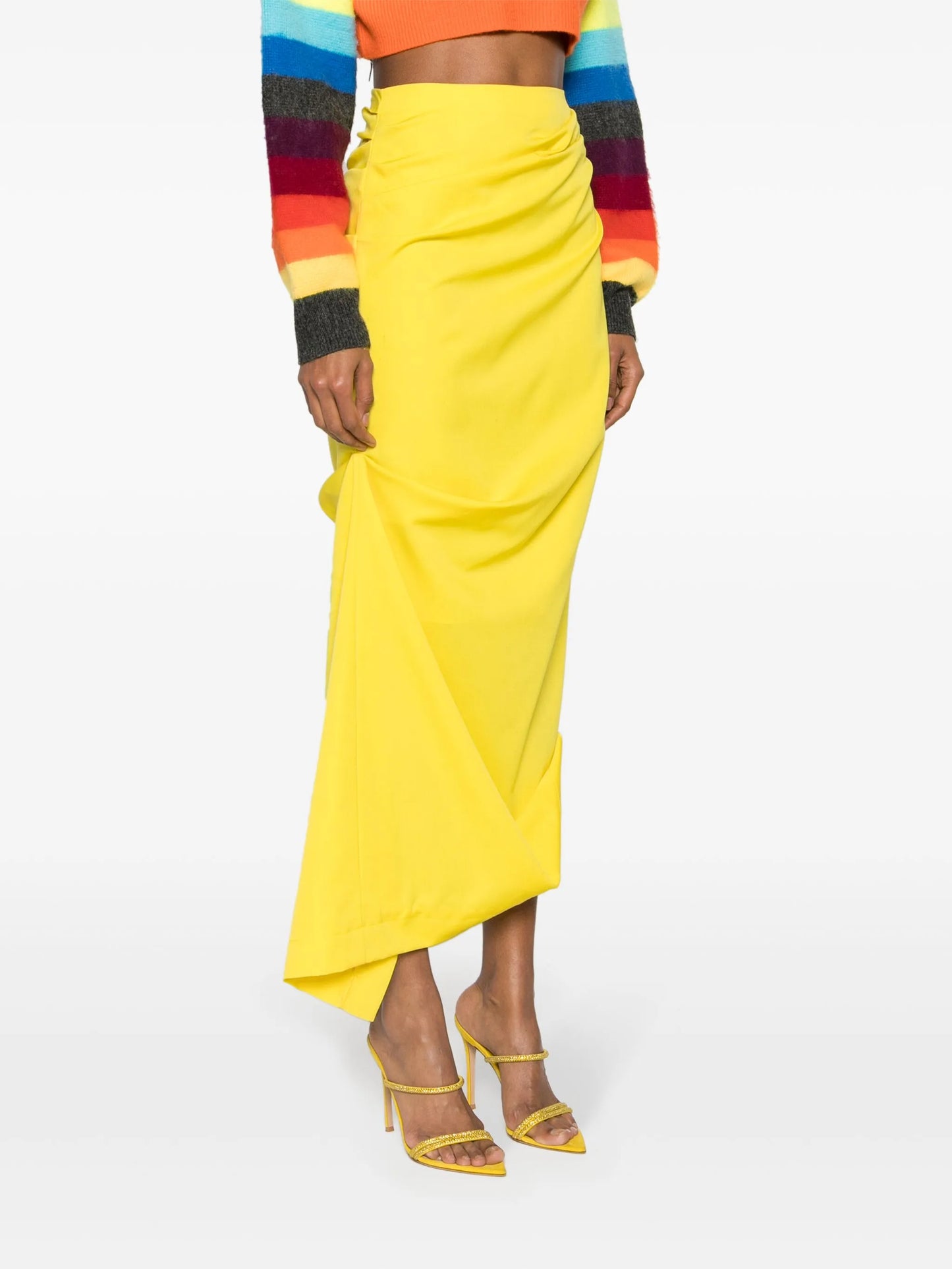 asymmetric wool midi skirt