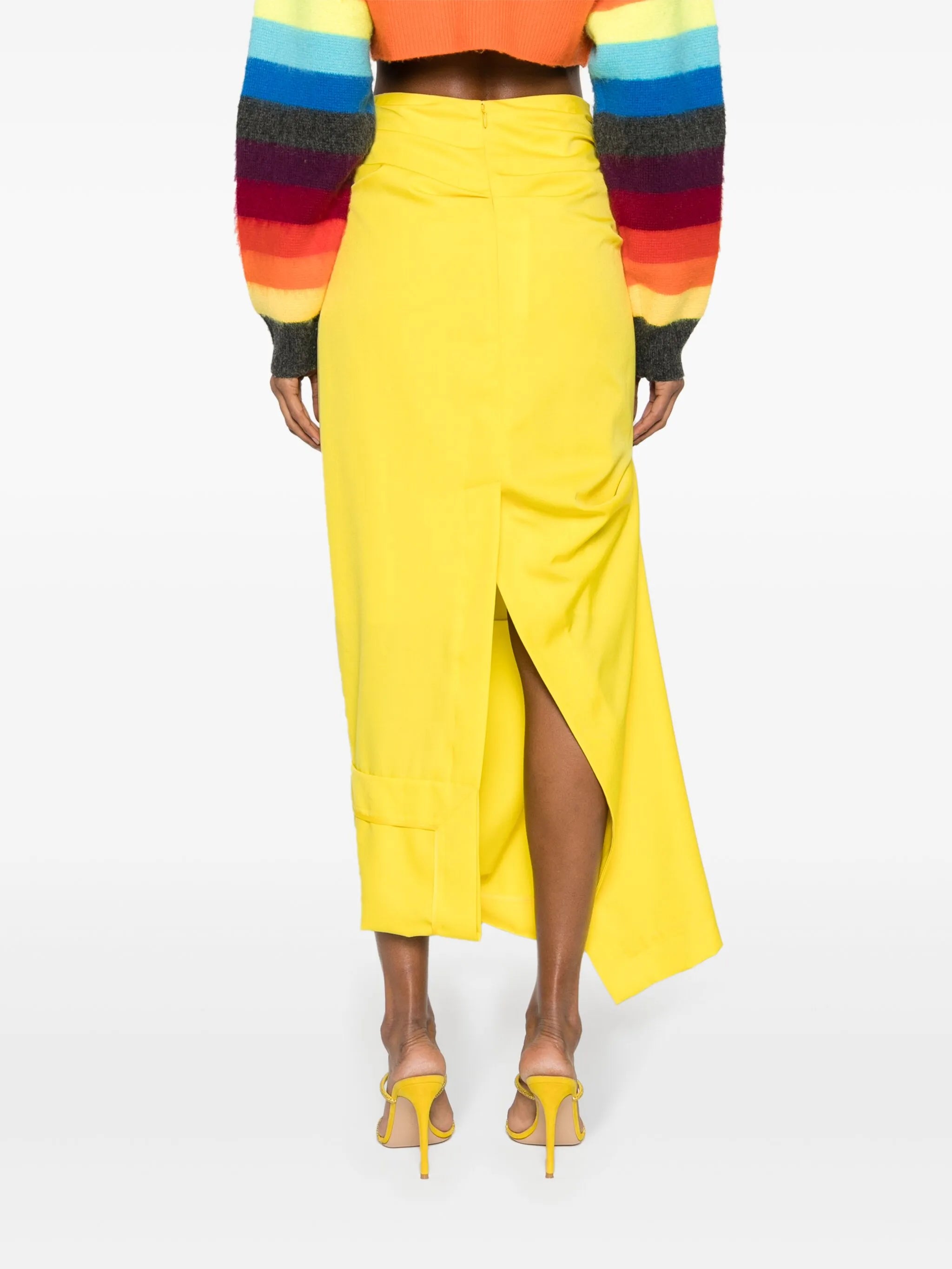 asymmetric wool midi skirt