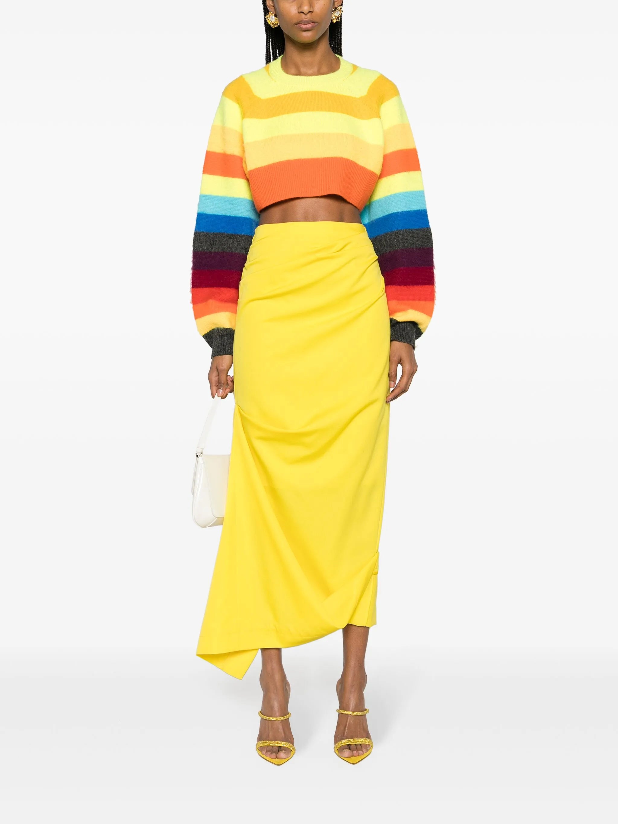 asymmetric wool midi skirt