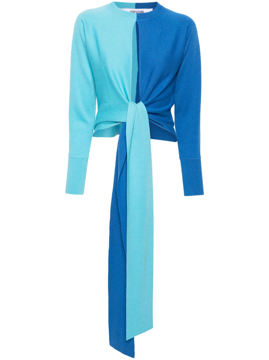 colour-block self-tie jumper